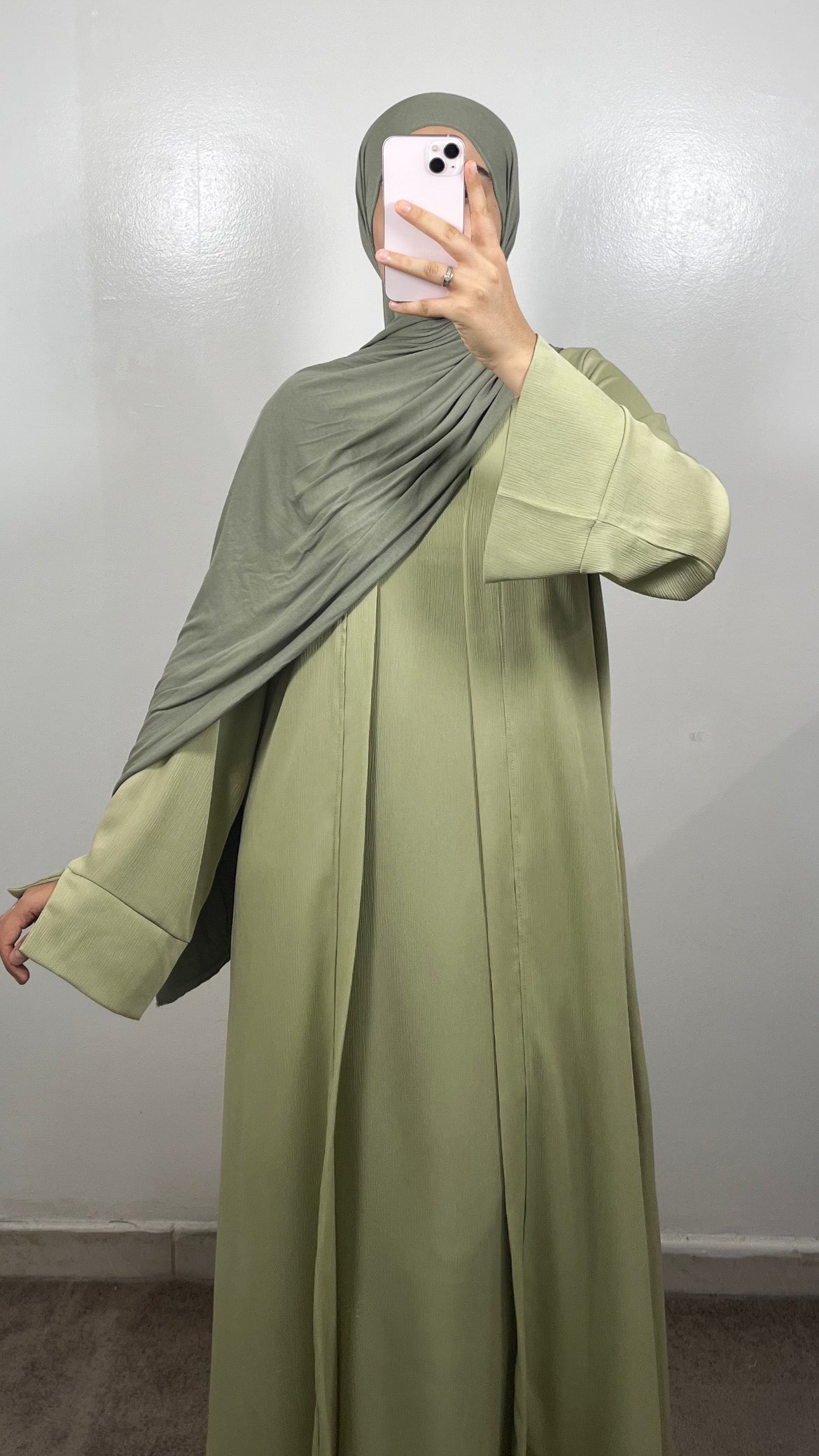 SET AYA KIMONO + SOUS ABAYA VERT