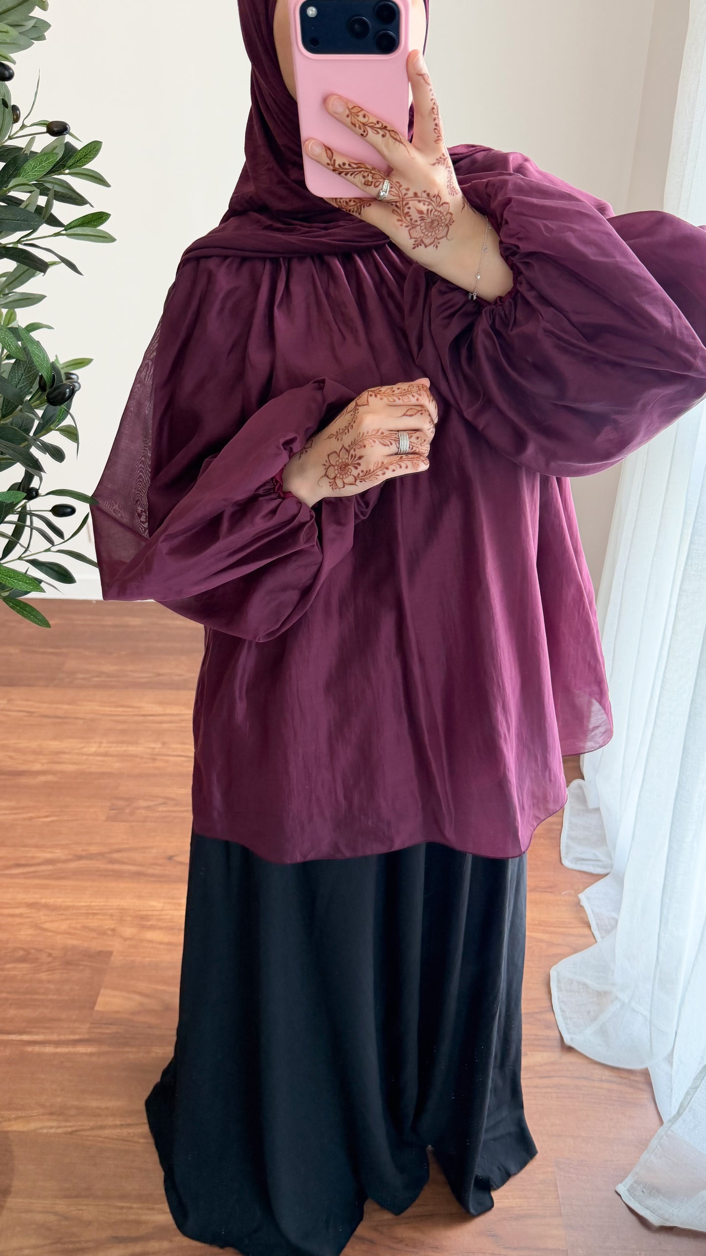 BLOUSE TENCEL BORDEAU
