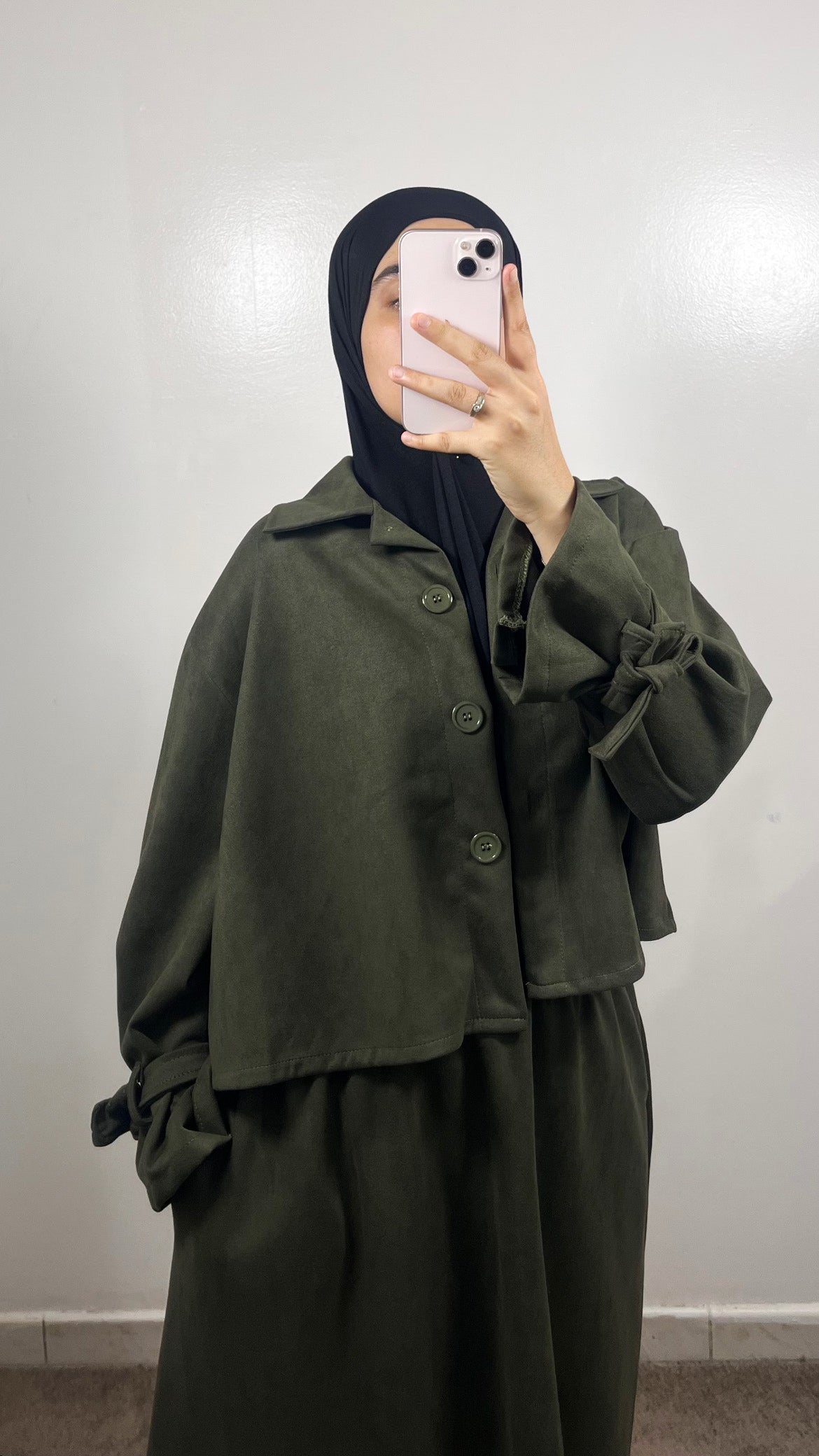 ENSEMBLE TRENCH 2.0 EN DAIM VERT KAKI
