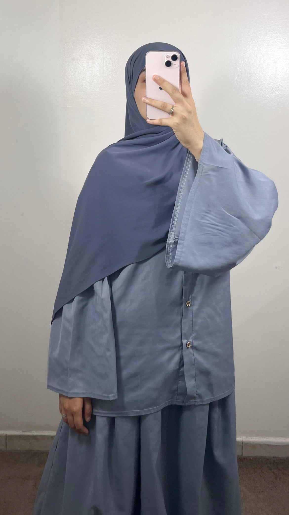 ENSEMBLE CLASSY CHEMISE + JUPE GRIS BLEUTÉ