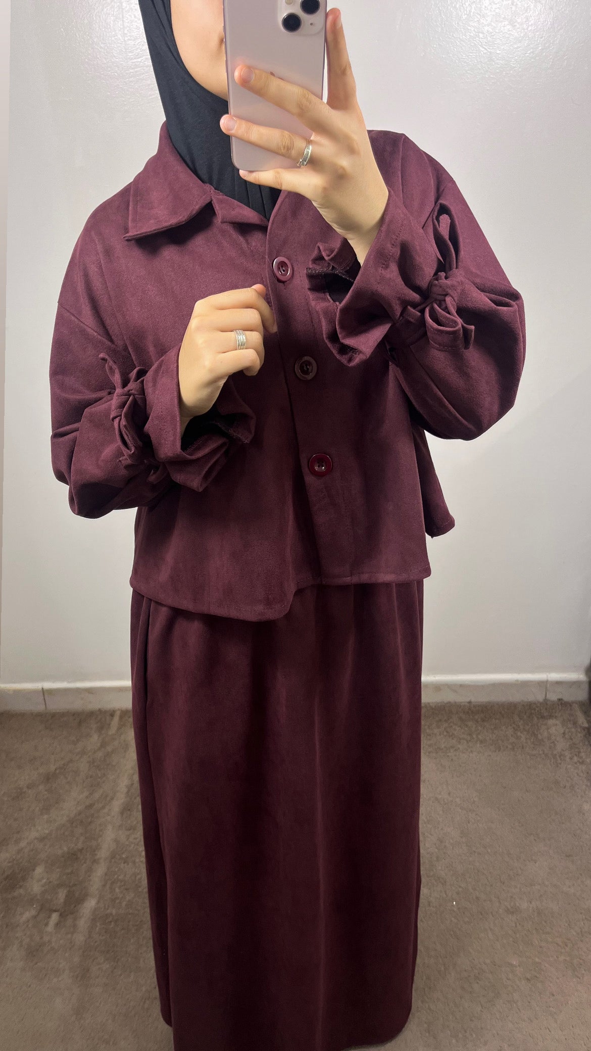 ENSEMBLE TRENCH 2.0 EN DAIM BORDEAU