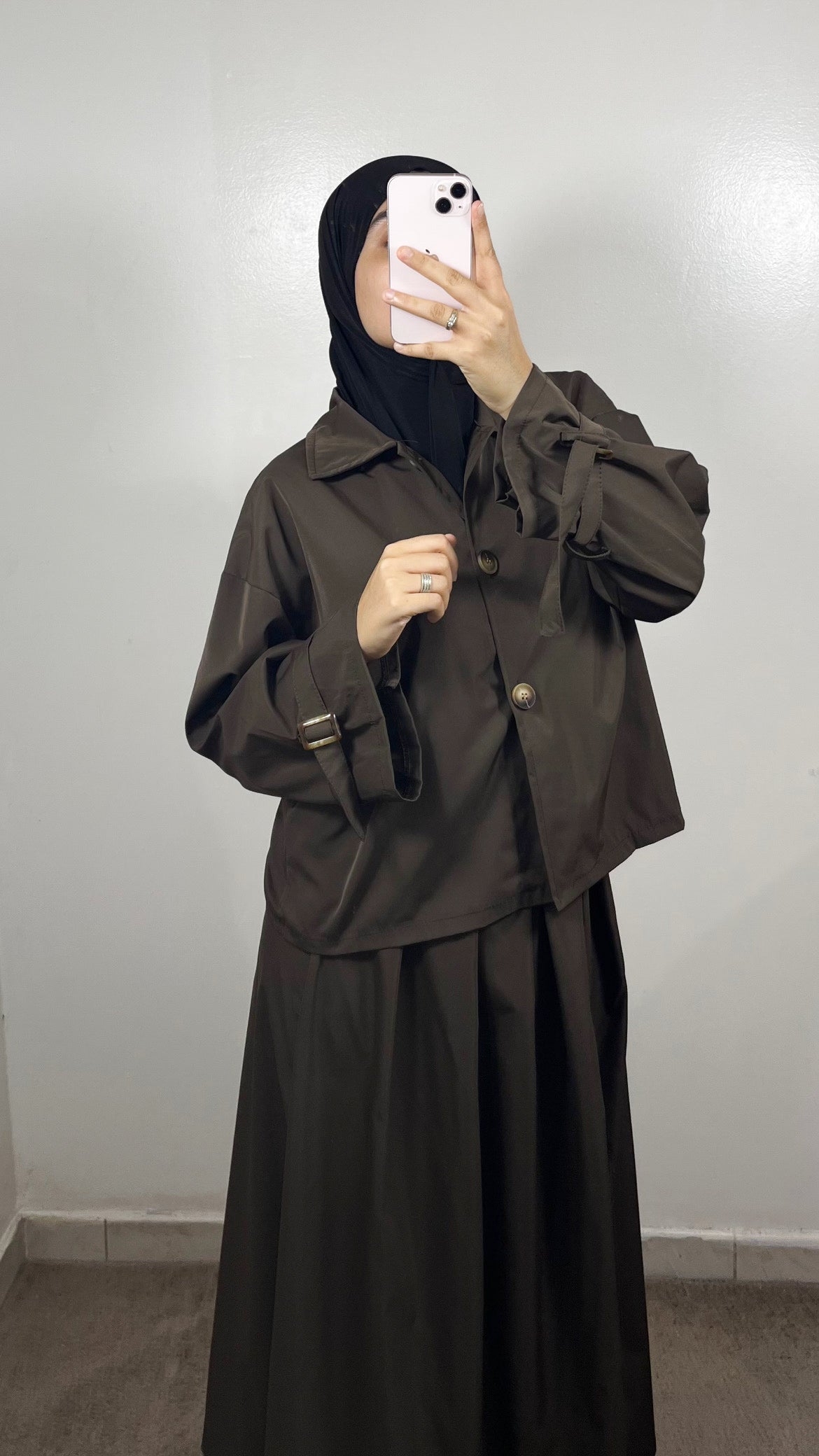 ENSEMBLE TRENCH VESTE + JUPE MARRON