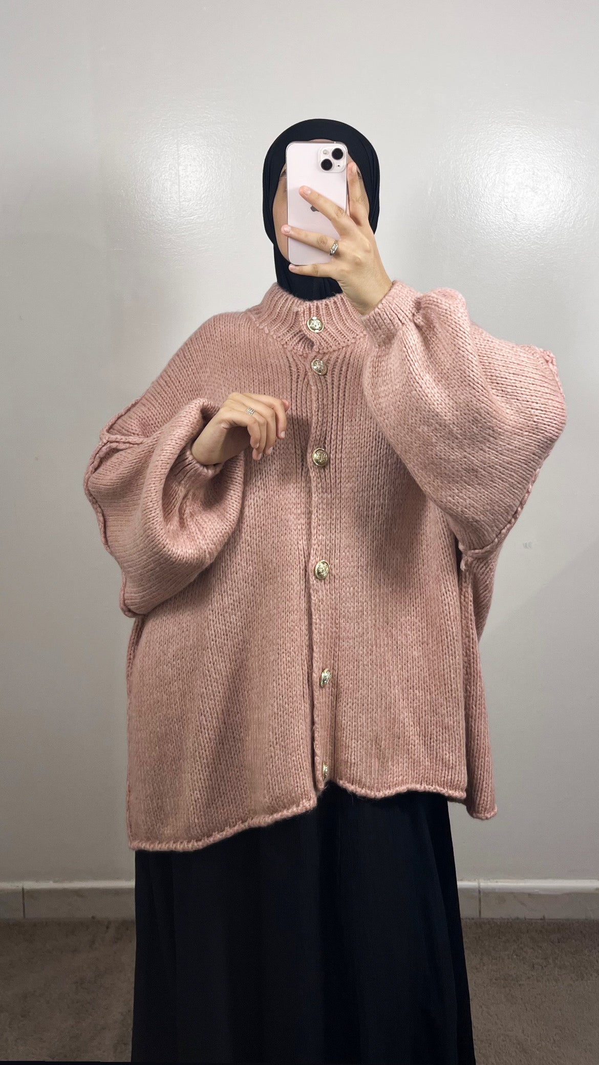 GILET BOUTONNÉ EN LAINE ROSE