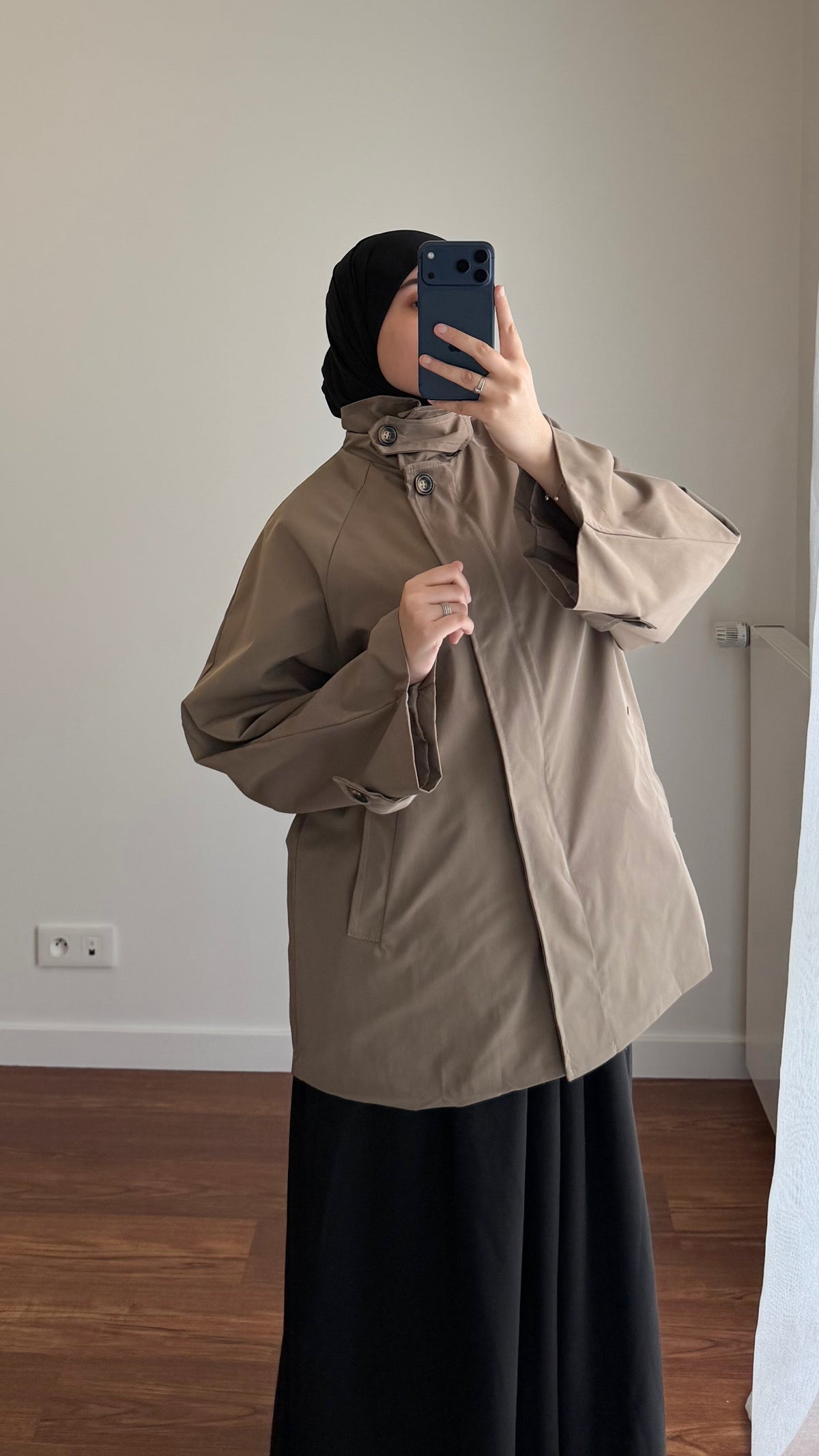 TRENCH MI-LONG OVERSIZE TAUPE