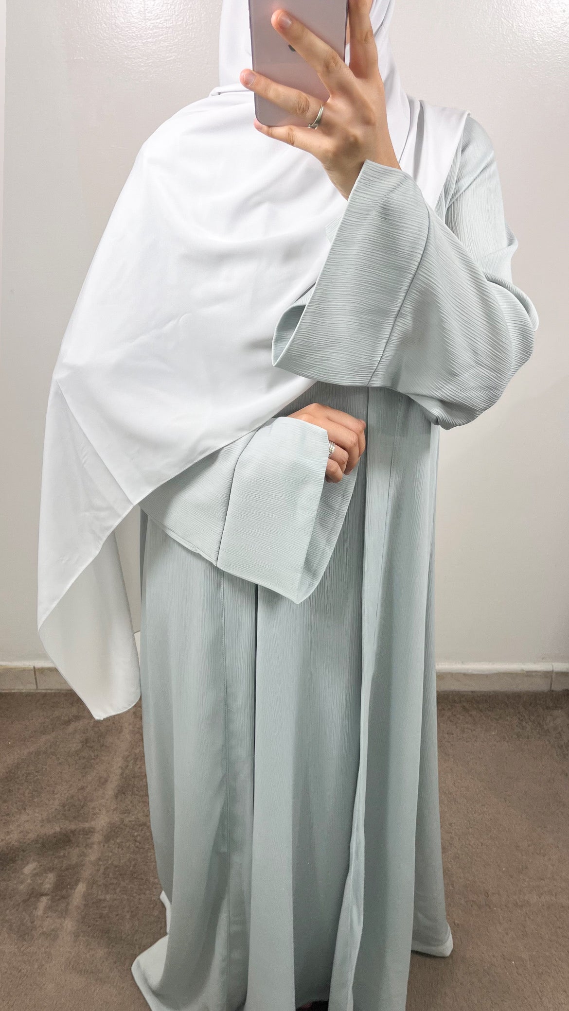 SET AYA KIMONO + SOUS ABAYA GRIS BLEUTÉ