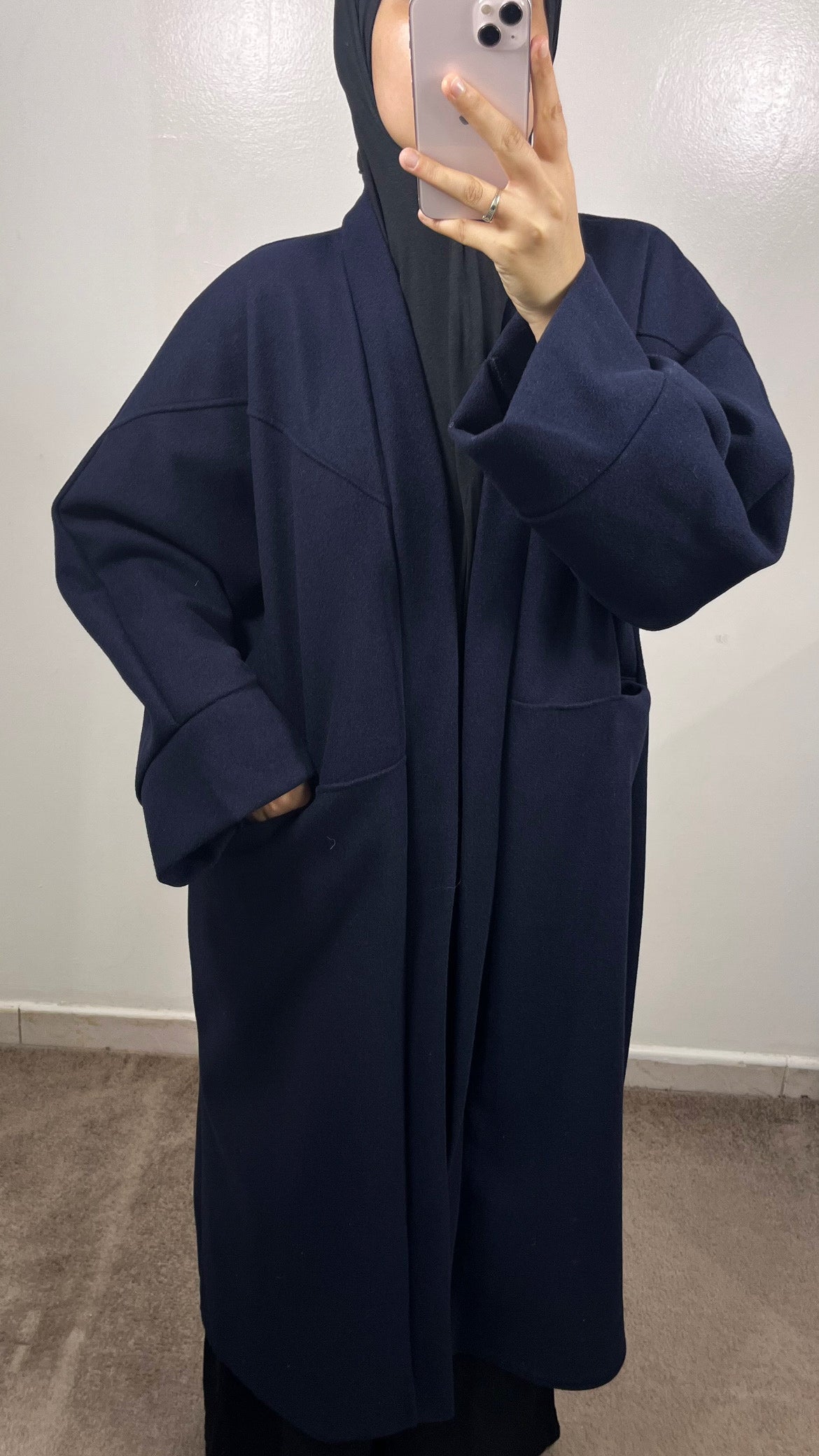 MANTEAU KIMONO SARAH OVERSIZE BLEU MARINE