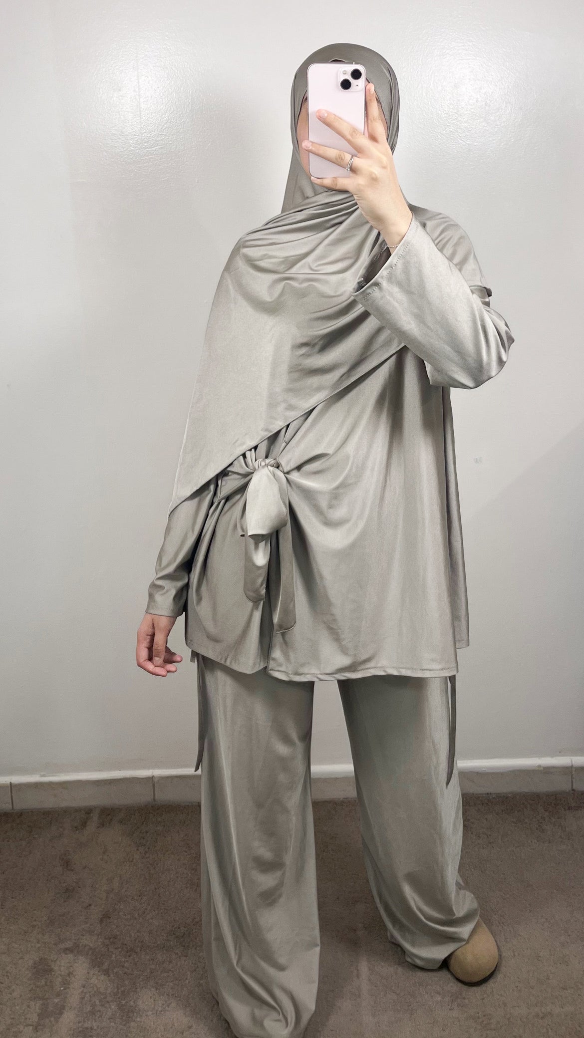 BURKINI 3 PIÈCES À NOUER TAUPE