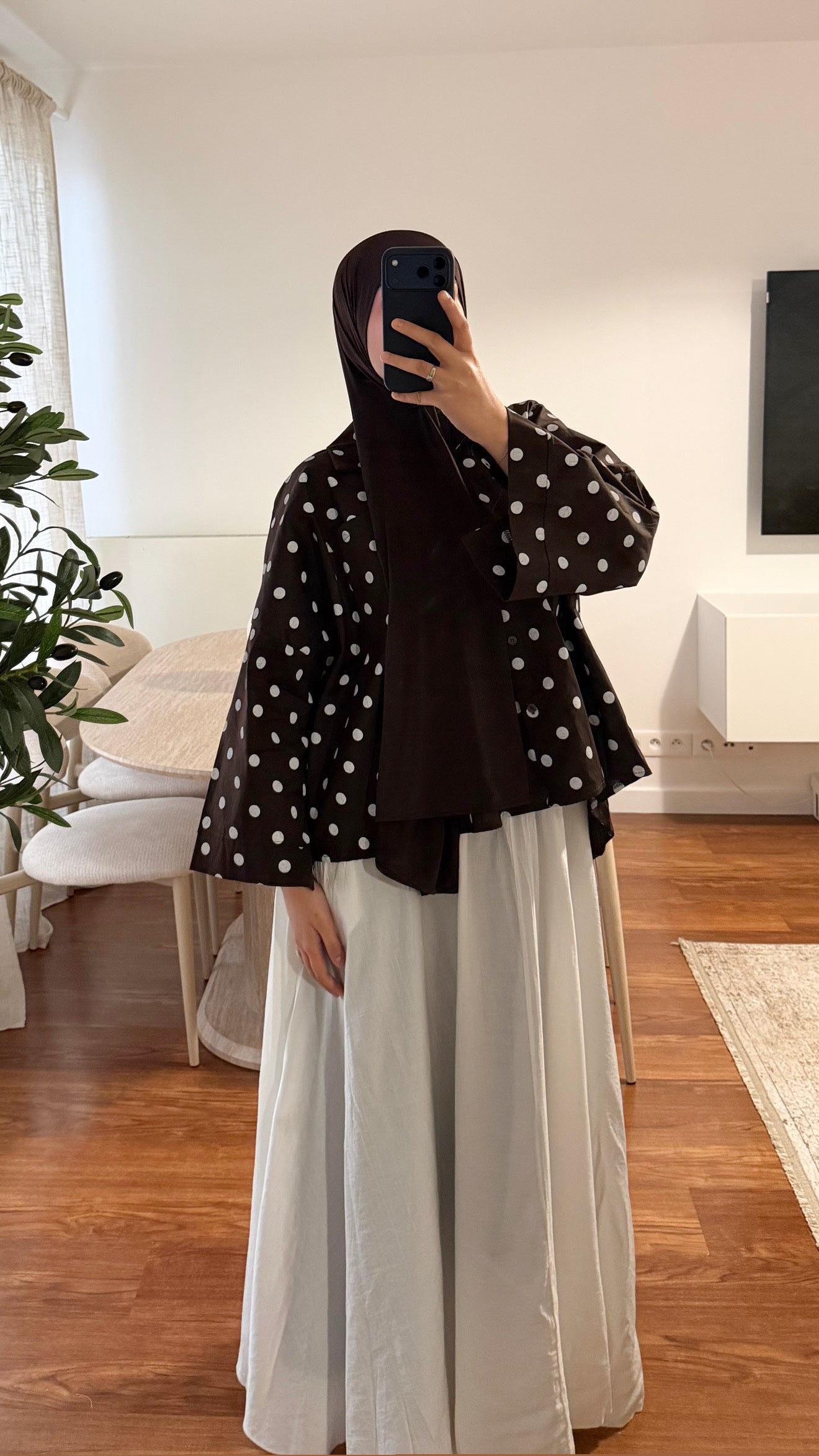 CHEMISE À POIS MARRON
