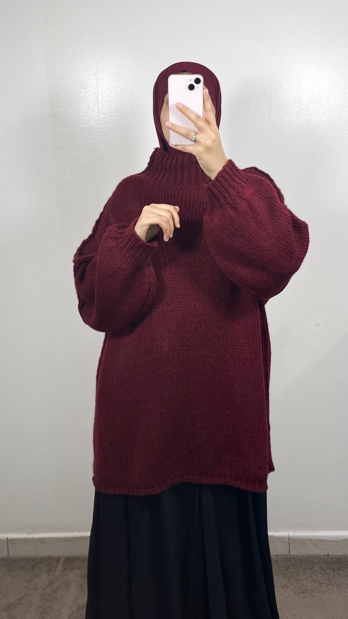 PULL EN LAINE BORDEAU