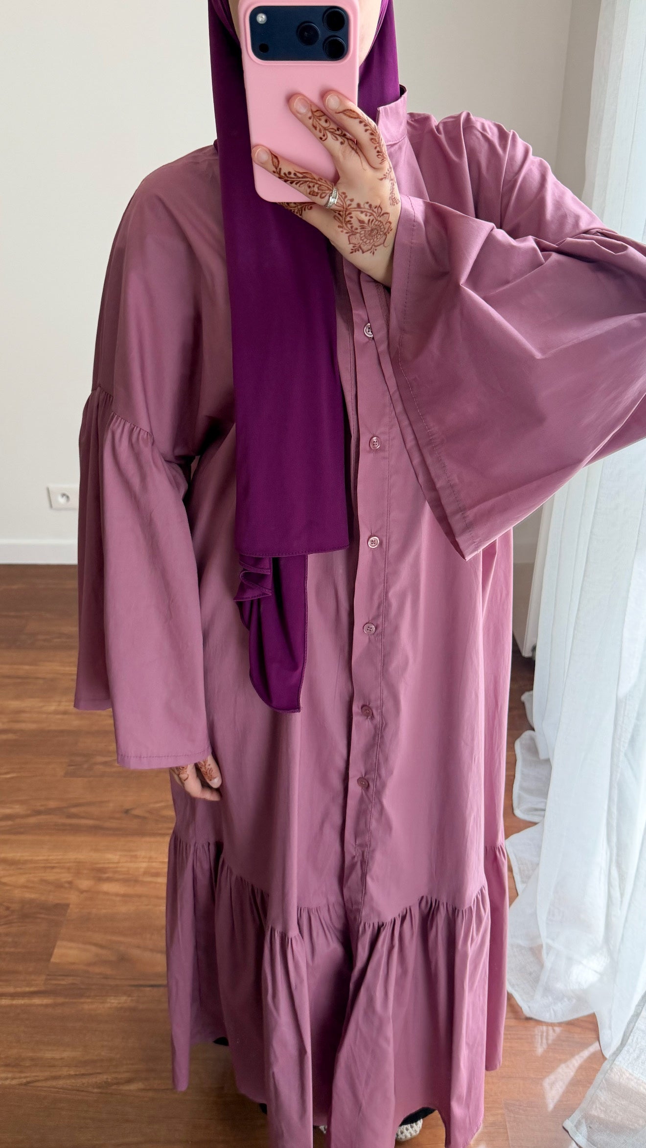 ROBE CHEMISE EN POPELINE VIOLET
