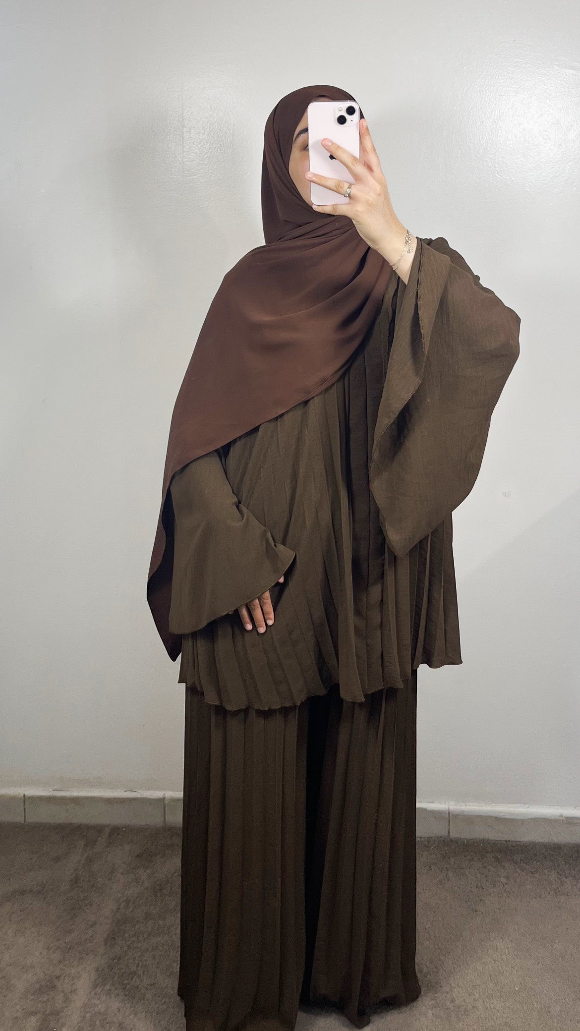 ENSEMBLE PLISSÉ SIHAM MARRON FONCÉ