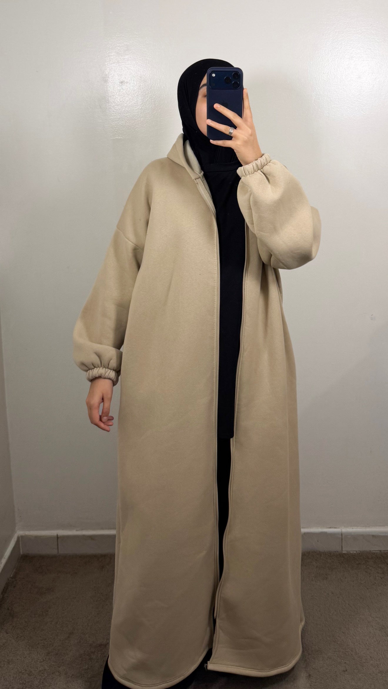 GILET LONG ZIPPÉ BEIGE