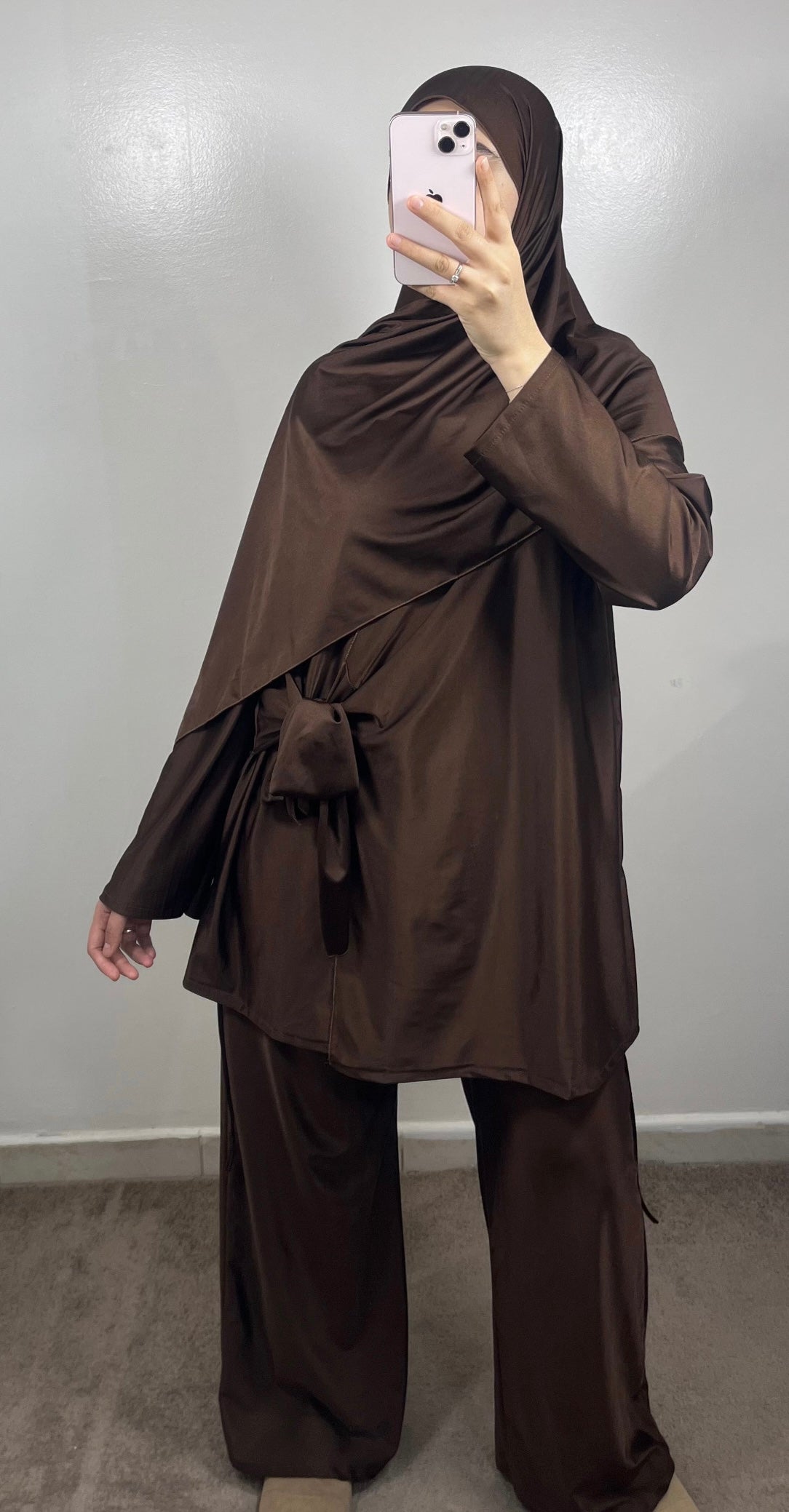 BURKINI 3 PIÈCES À NOUER MARRON