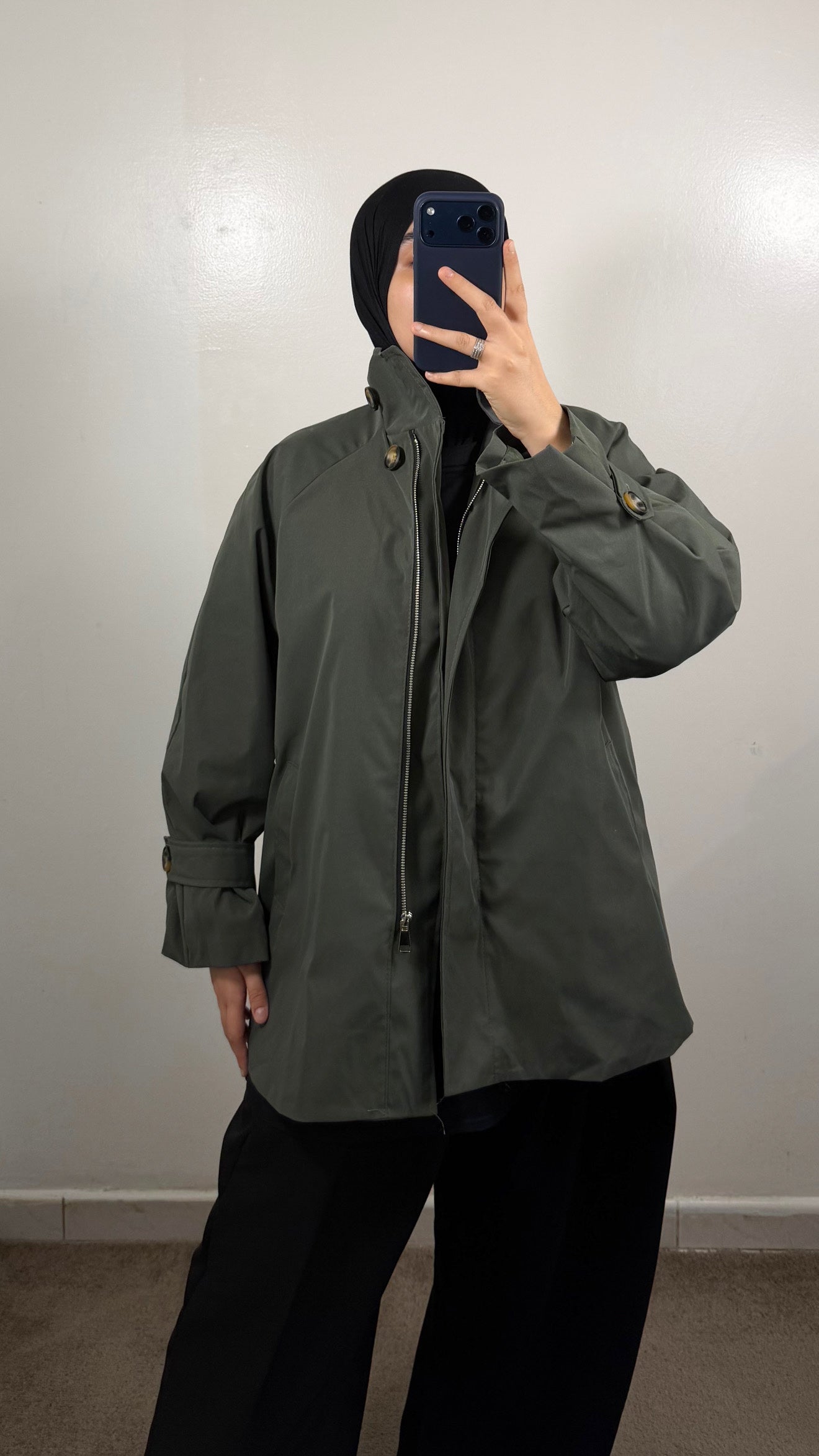 VESTE TRENCH VERT KAKI