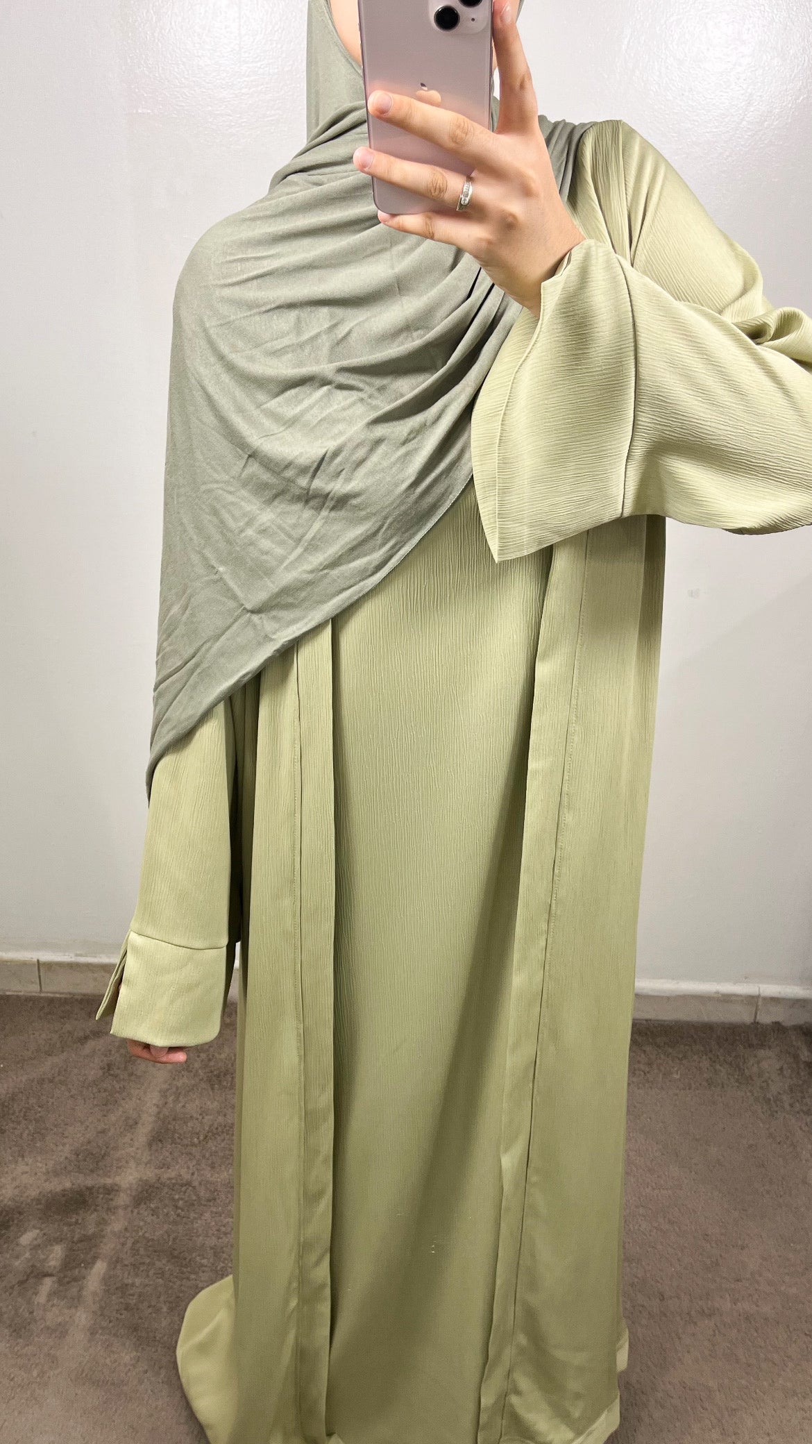SET AYA KIMONO + SOUS ABAYA VERT