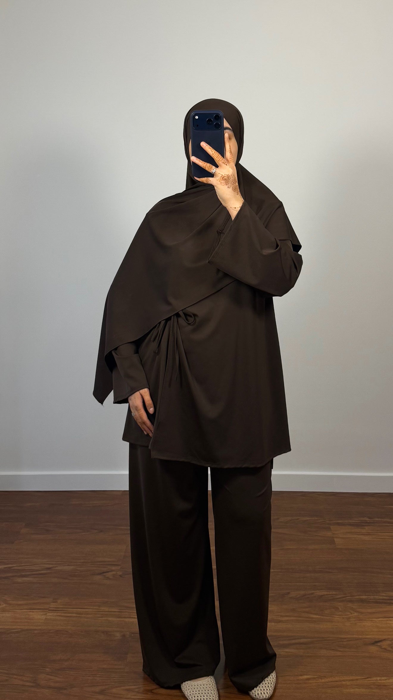 BURKINI FARAH 3 PIÈCES À NOUER MARRON