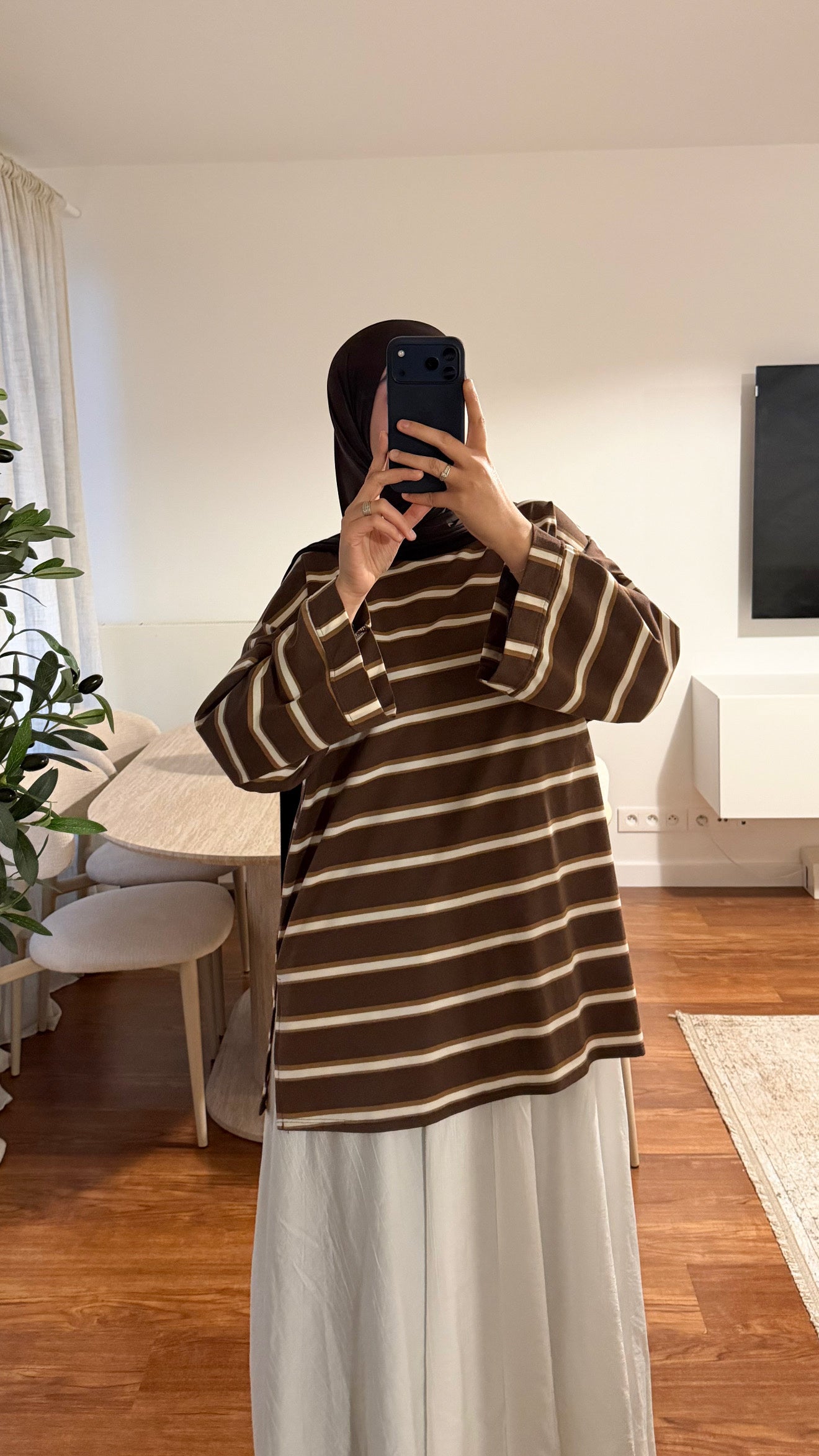T-SHIRT RAYÉ OVERSIZE MARRON