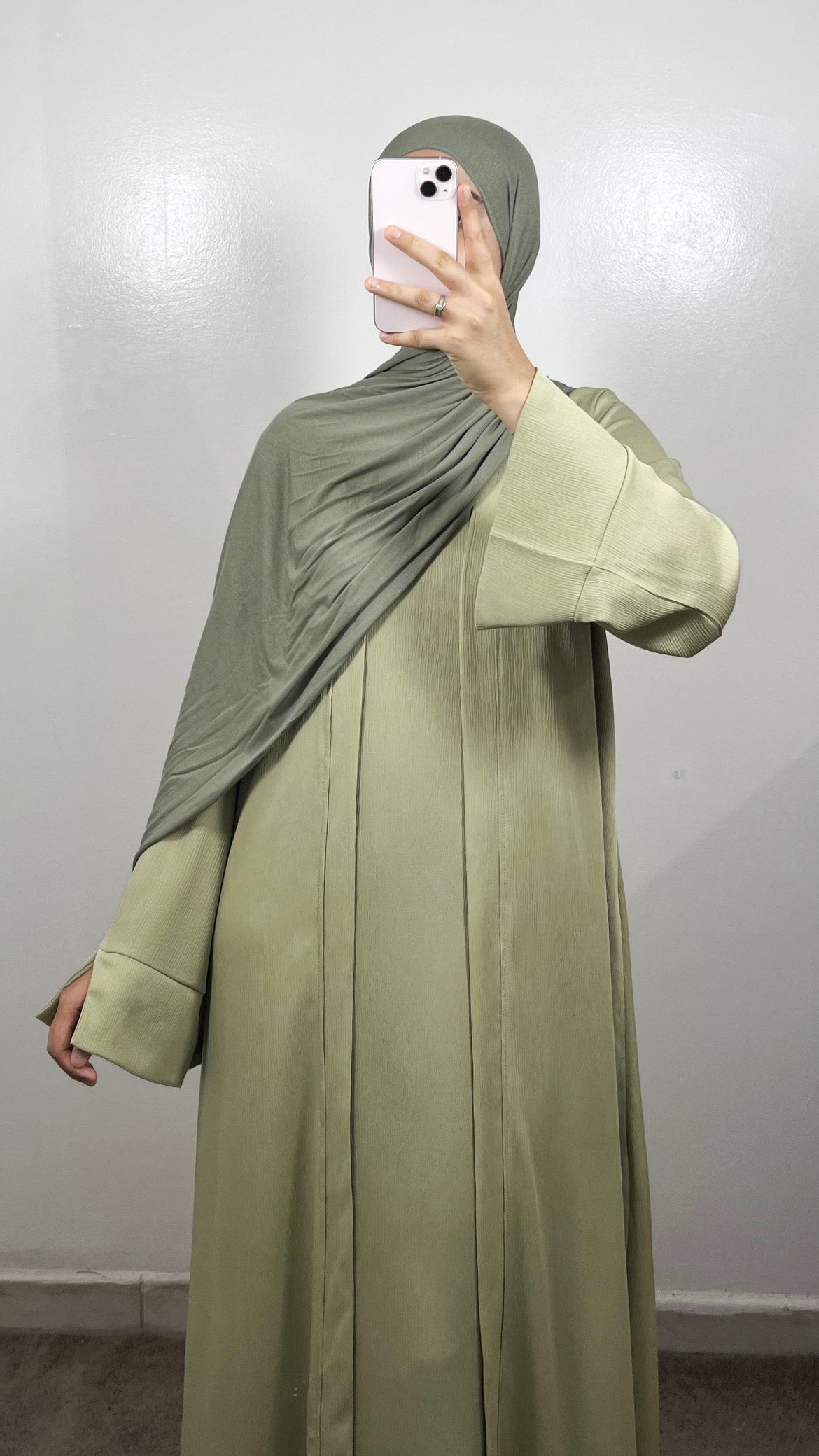 SET AYA KIMONO + SOUS ABAYA VERT