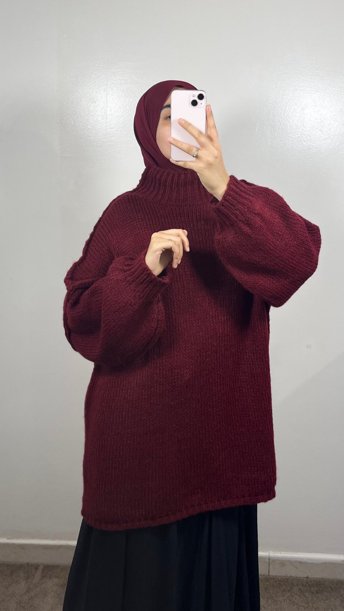 PULL EN LAINE BORDEAU