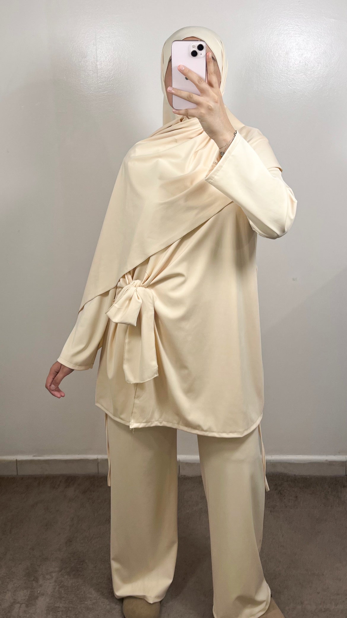 BURKINI 3 PIÈCES À NOUER BEIGE