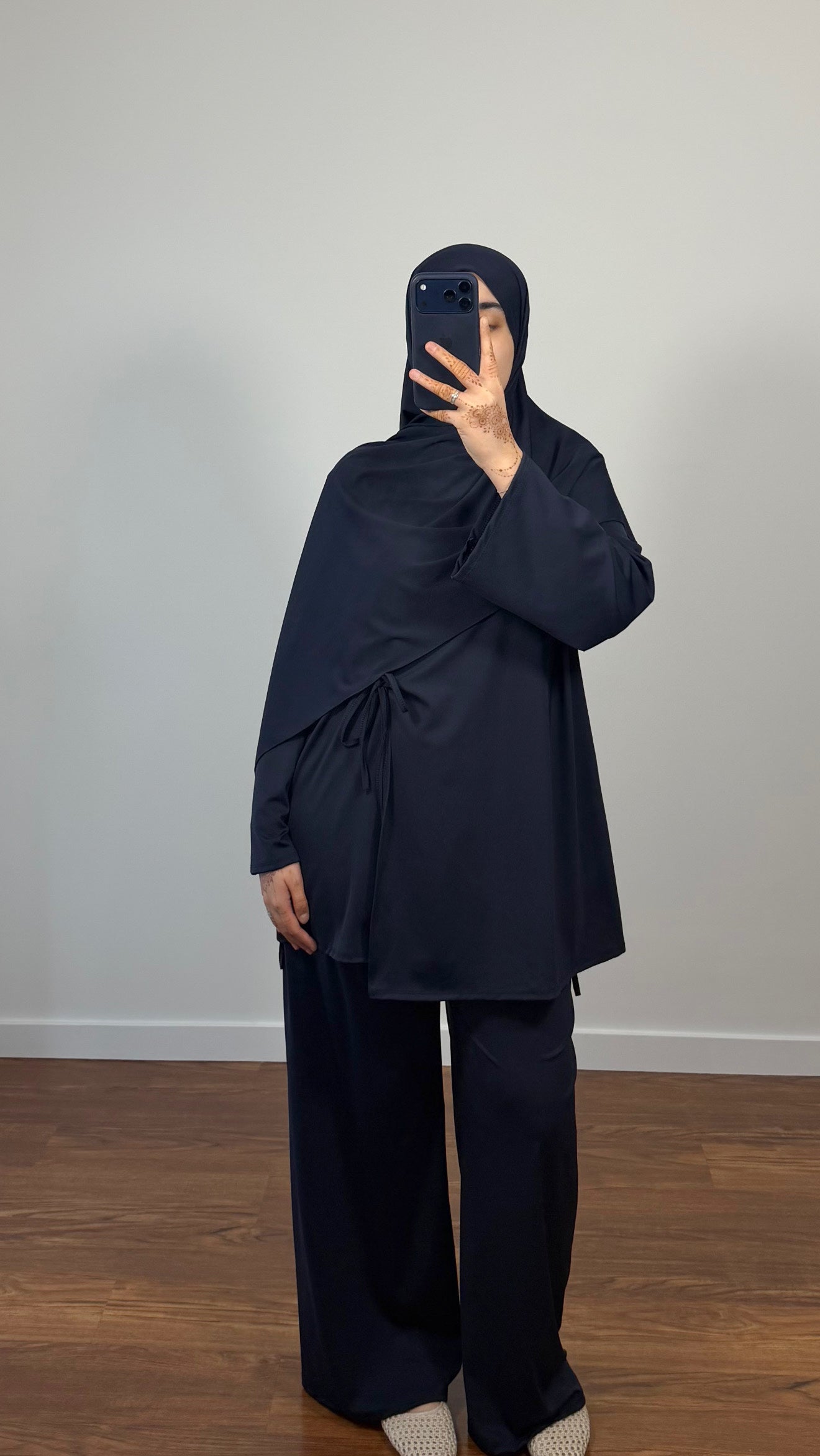 BURKINI FARAH 3 PIÈCES À NOUER BLEU MARINE