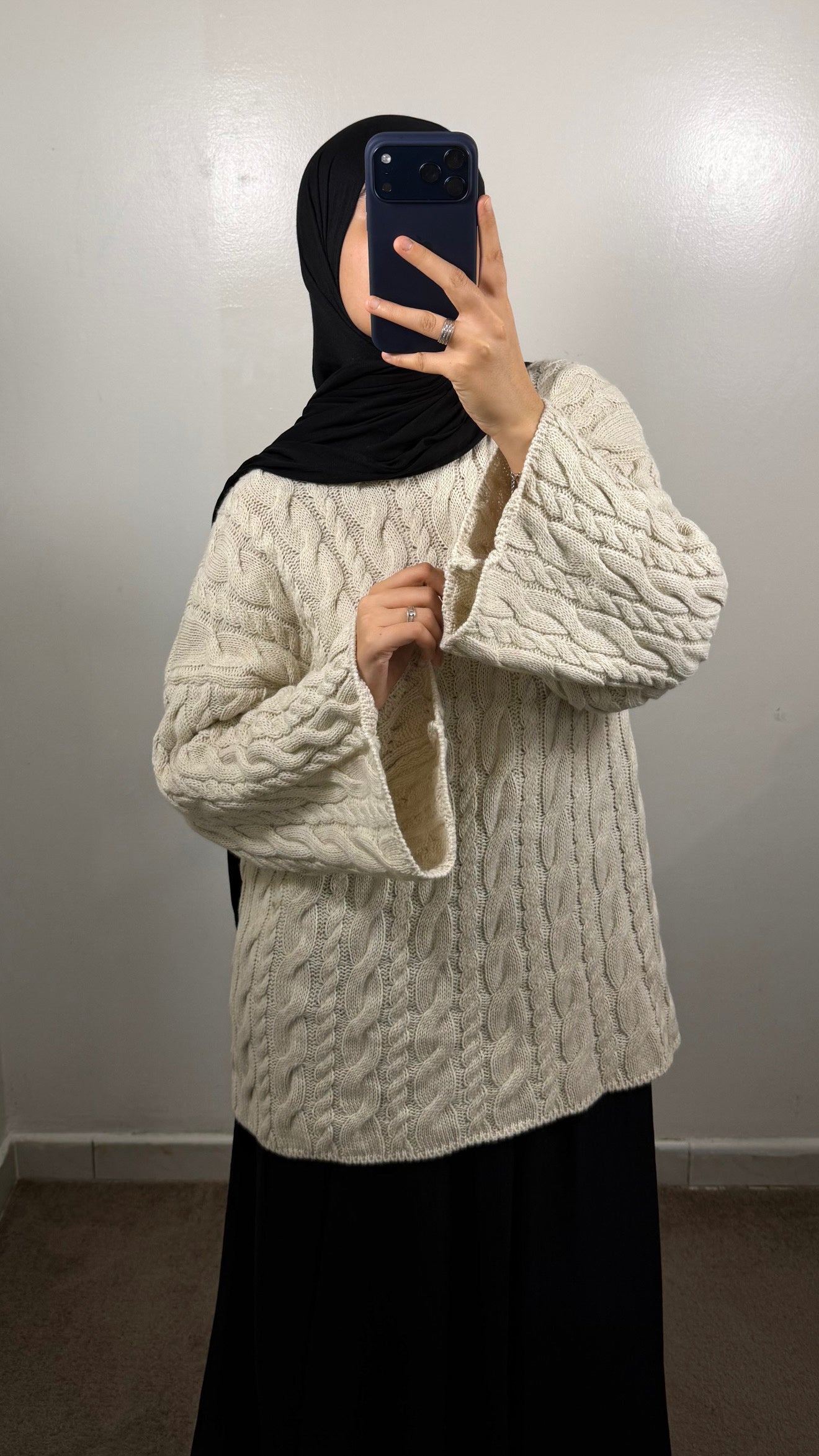 PULL MOTIF TORSADE ÉCRU
