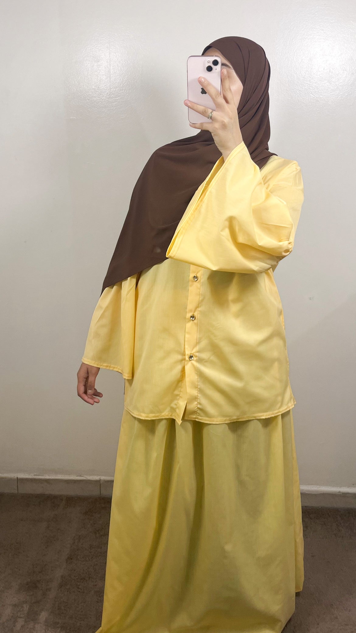ENSEMBLE CLASSY CHEMISE + JUPE JAUNE