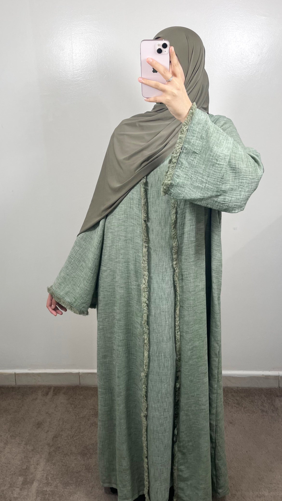 KIMONO + SOUS ABAYA LIYA VERT KAKI