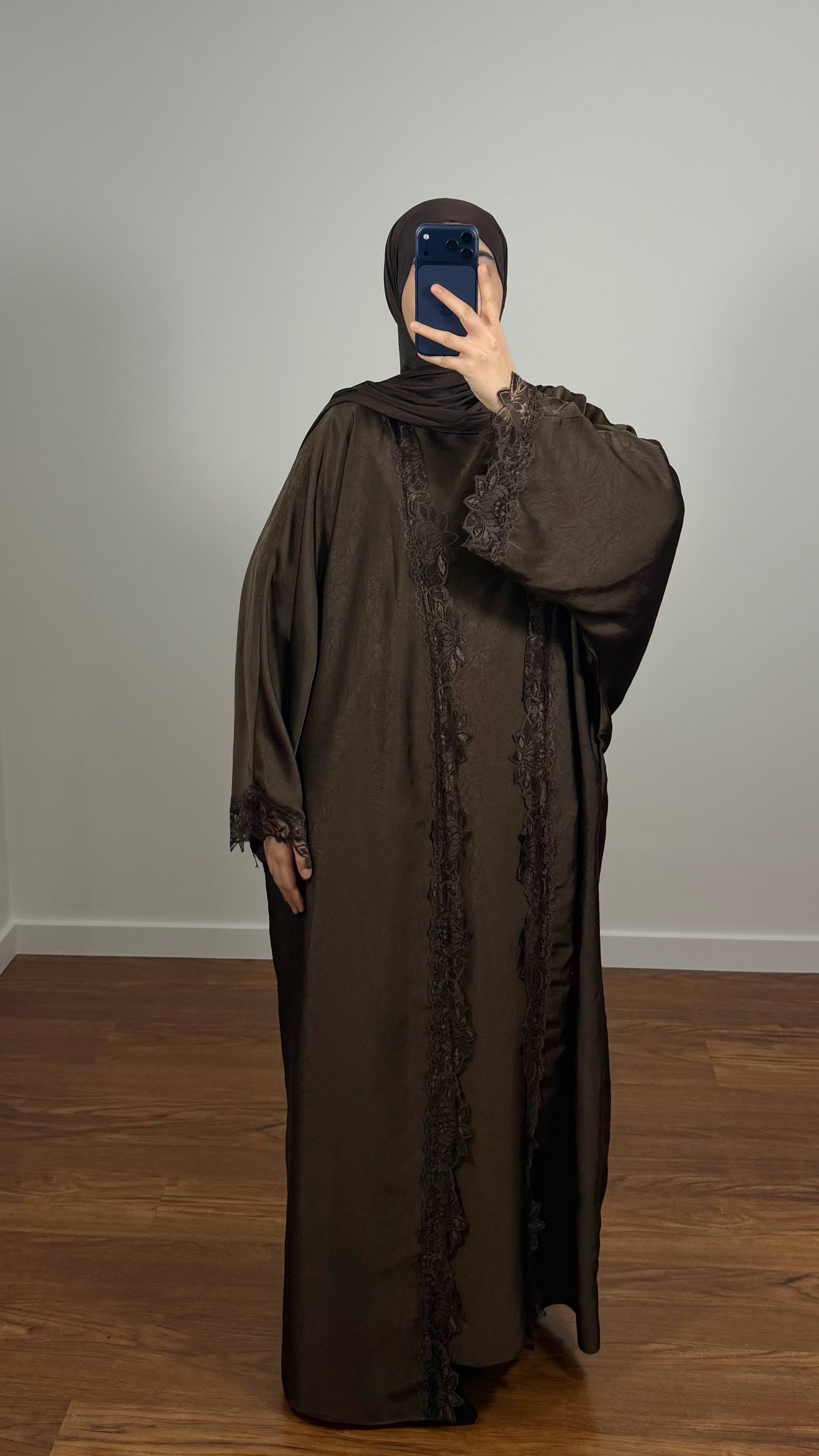 ENSEMBLE DINA KIMONO + SOUS ABAYA MARRON