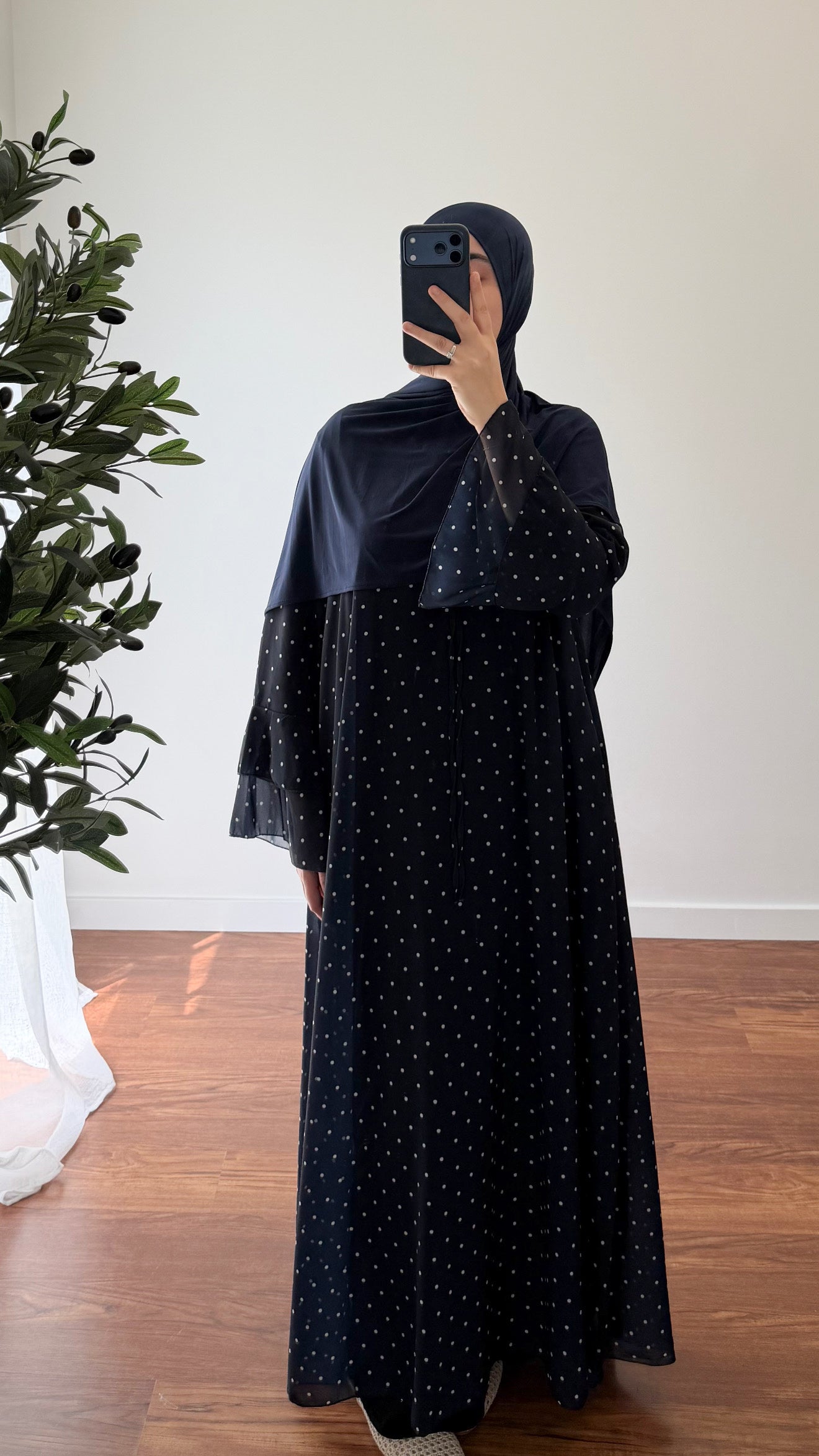 ROBE À PETITS POIS BLEU MARINE