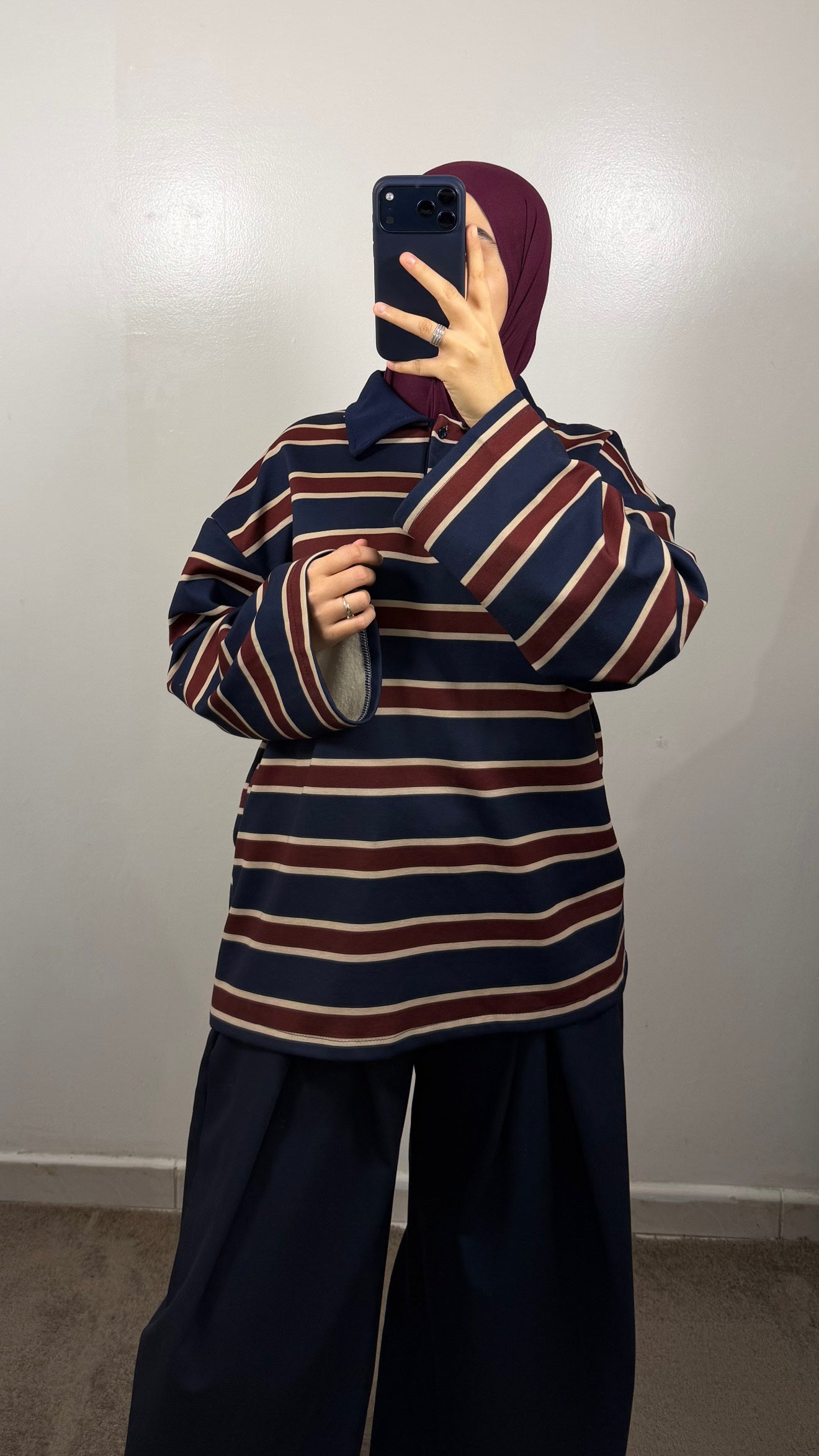 POLO EPAIS BLEU MARINE/BORDEAU