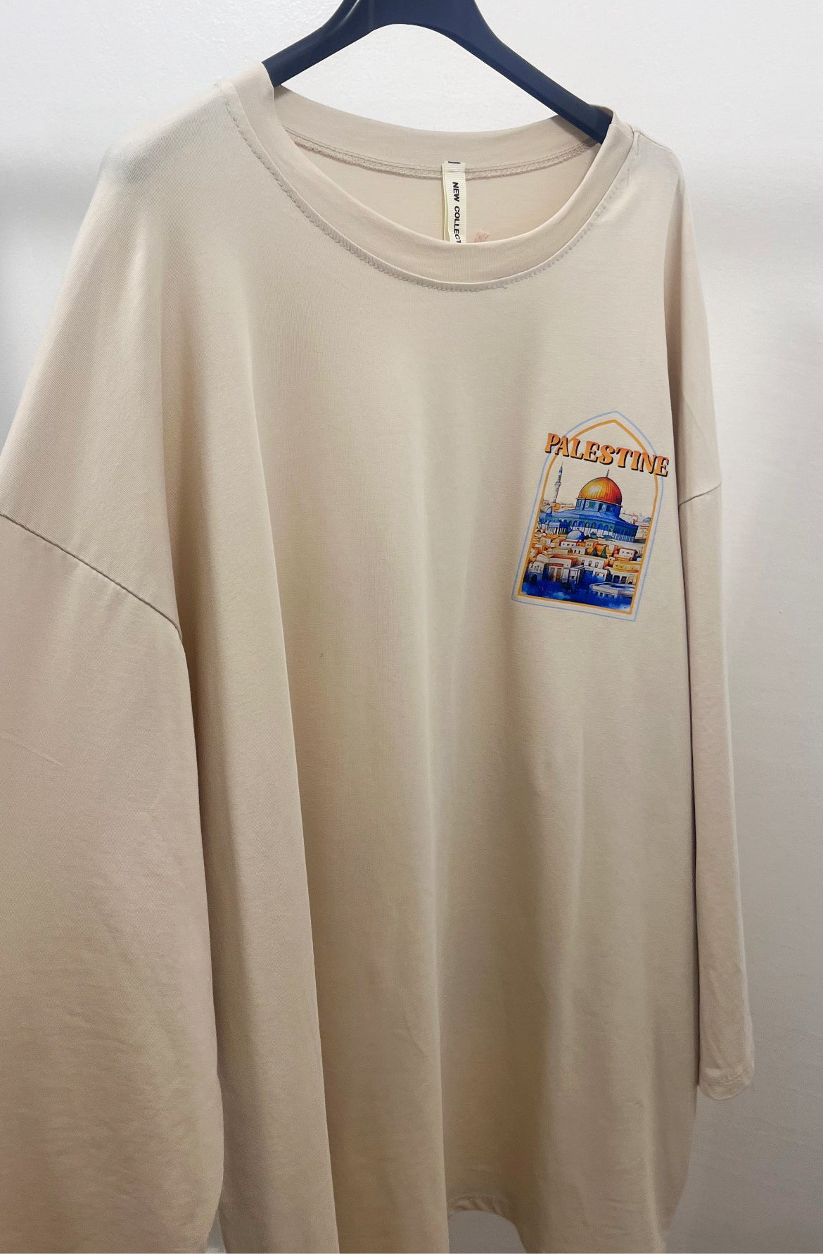 T-SHIRT MANCHES LONGUE PALESTINE BEIGE