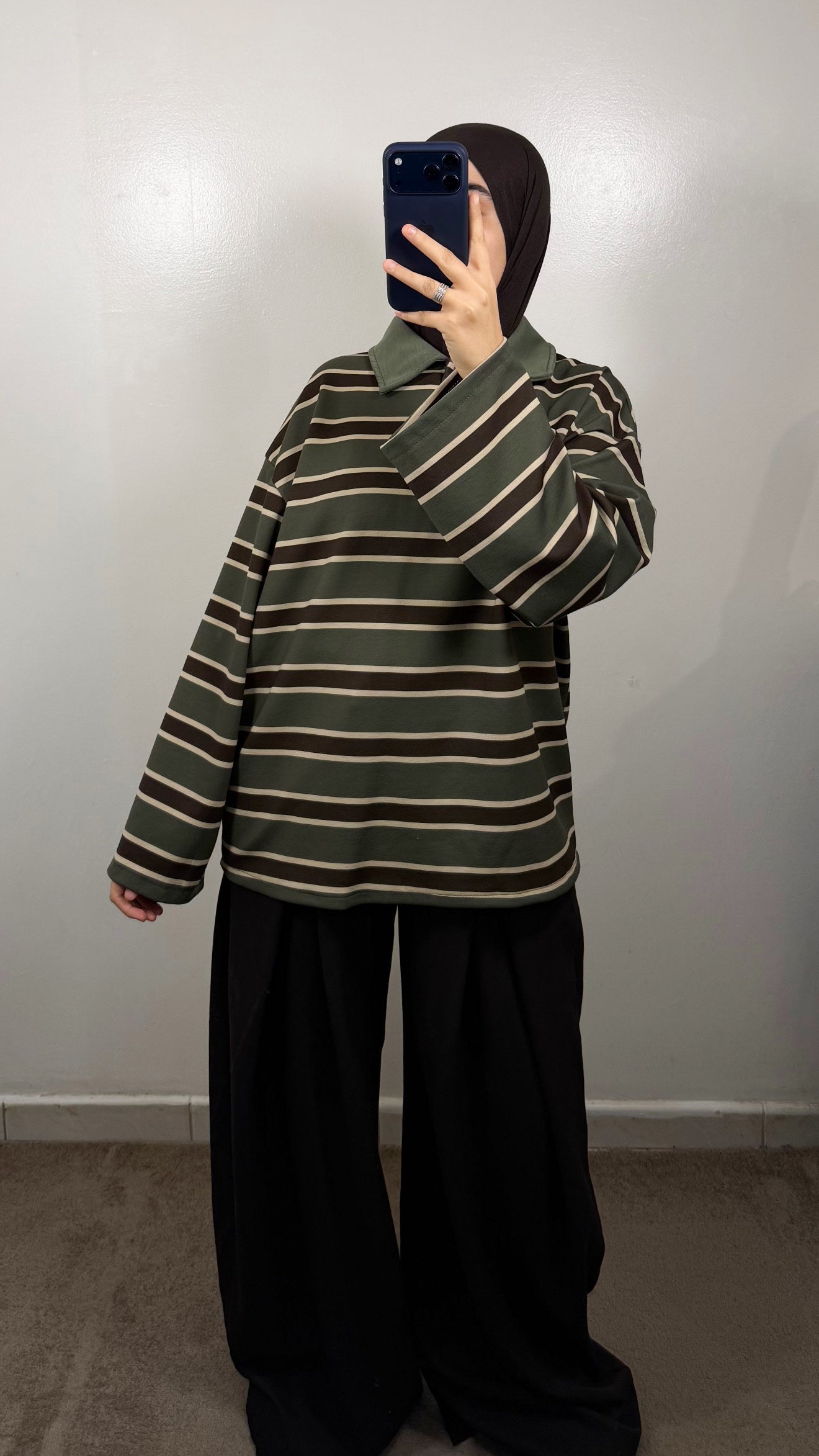 POLO EPAIS VERT KAKI/MARRON