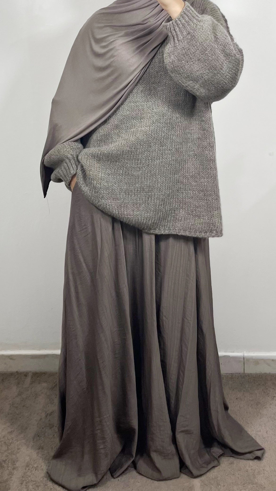 JUPE LONGUE TAUPE
