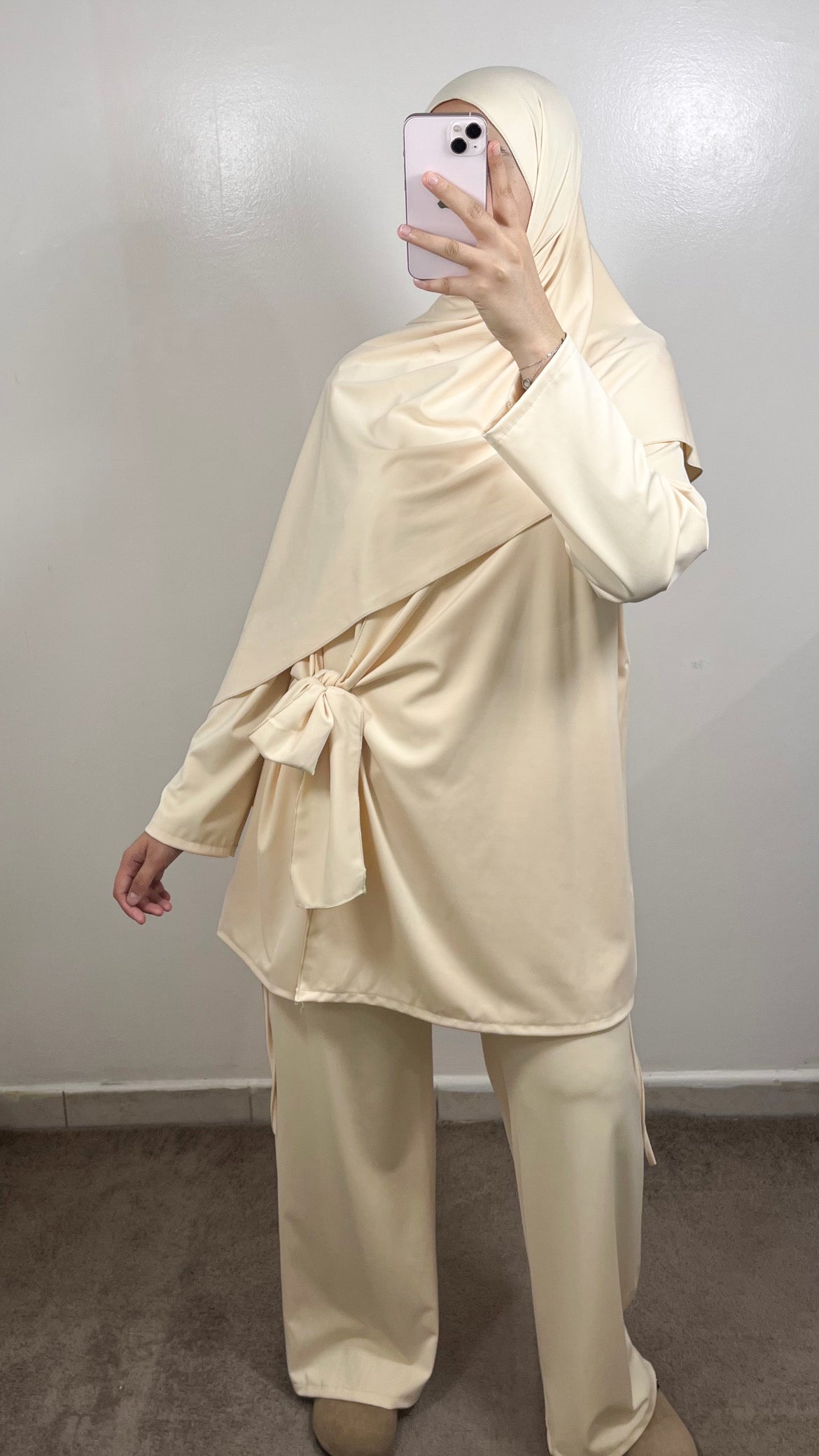 BURKINI 3 PIÈCES À NOUER BEIGE