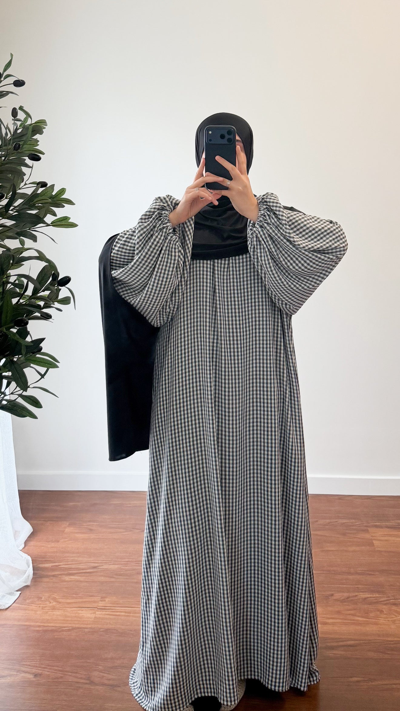 ABAYA VICHY NOIR