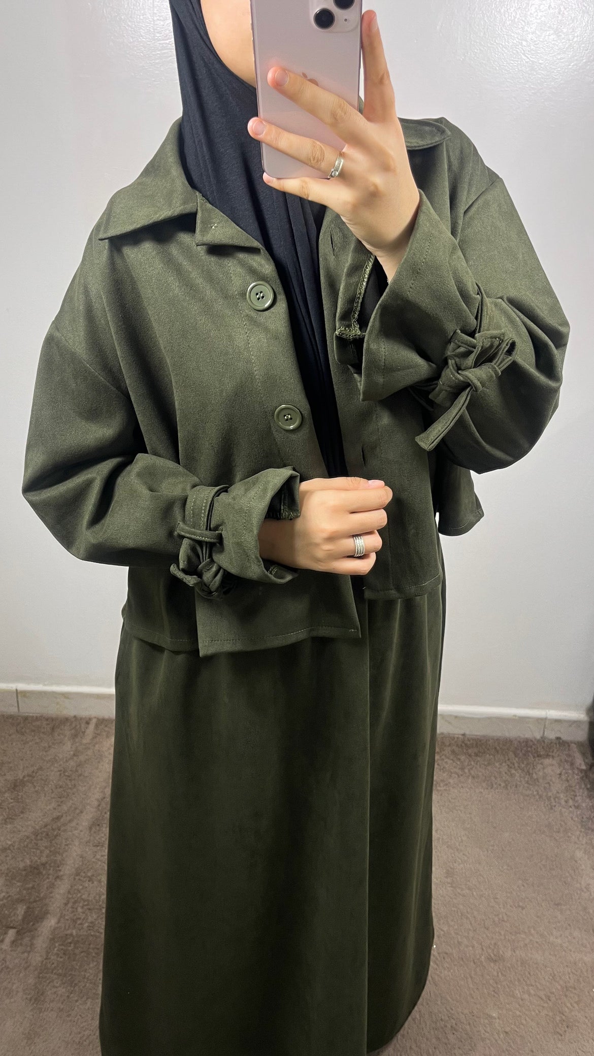 ENSEMBLE TRENCH 2.0 EN DAIM VERT KAKI