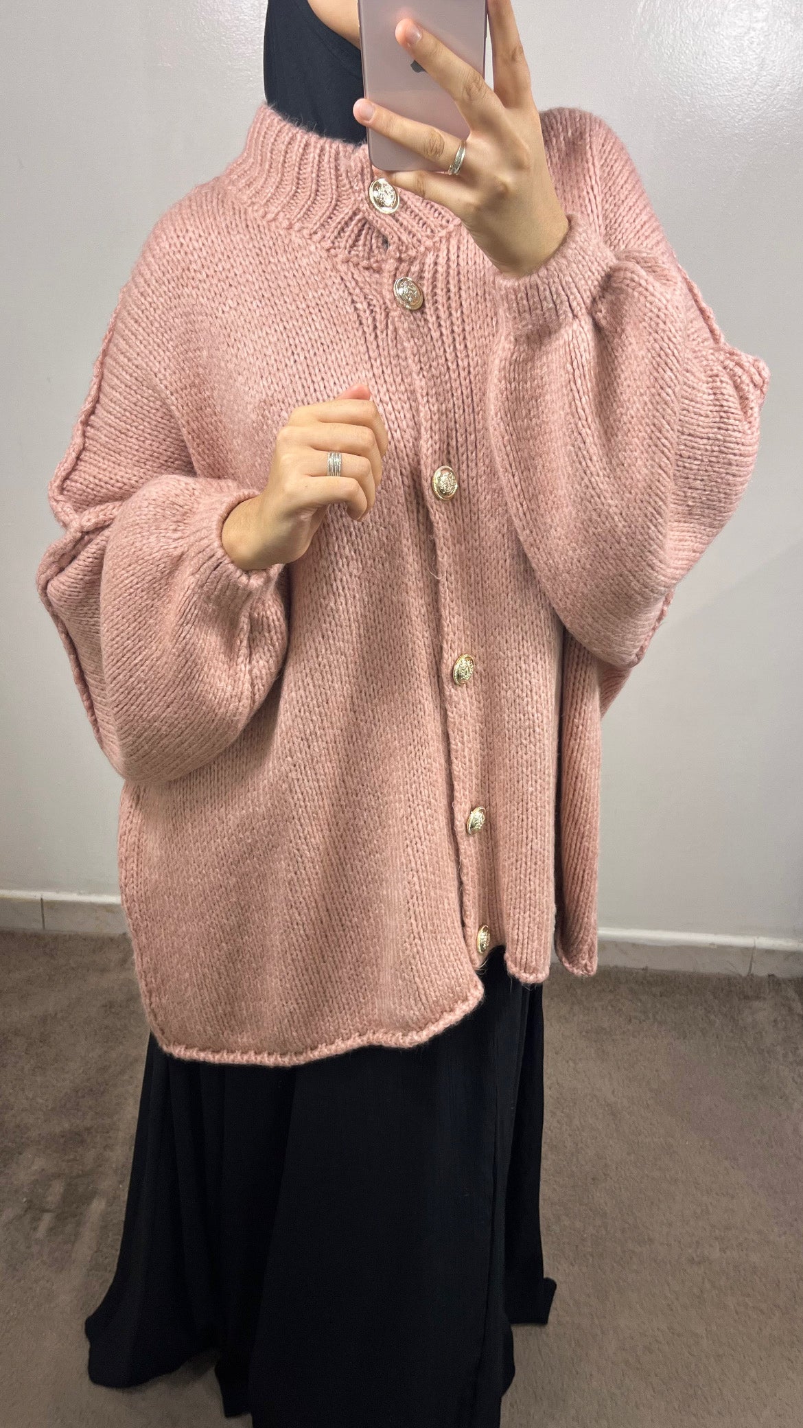 GILET BOUTONNÉ EN LAINE ROSE
