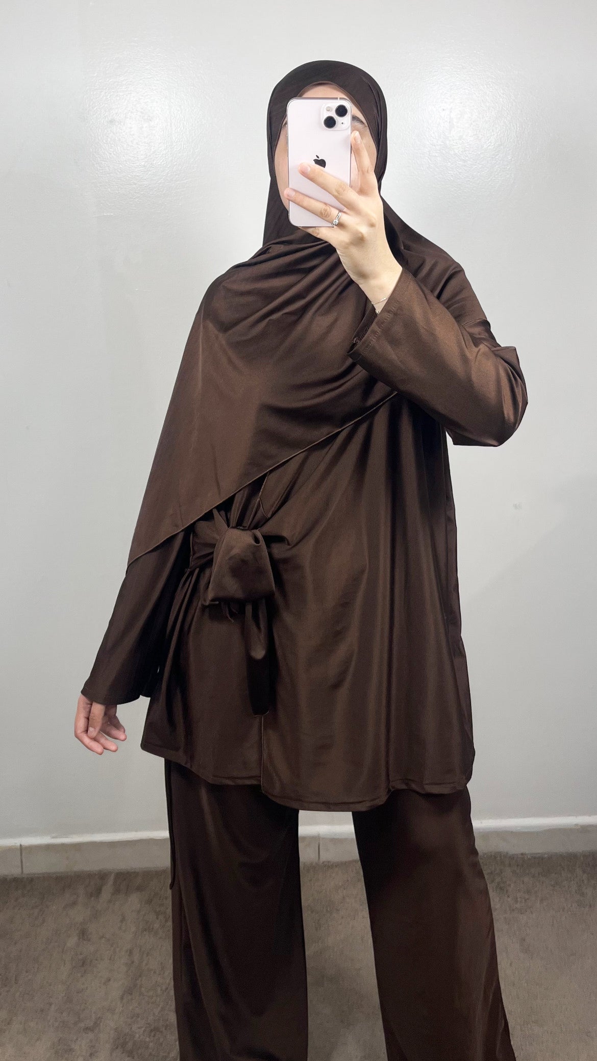 BURKINI 3 PIÈCES À NOUER MARRON