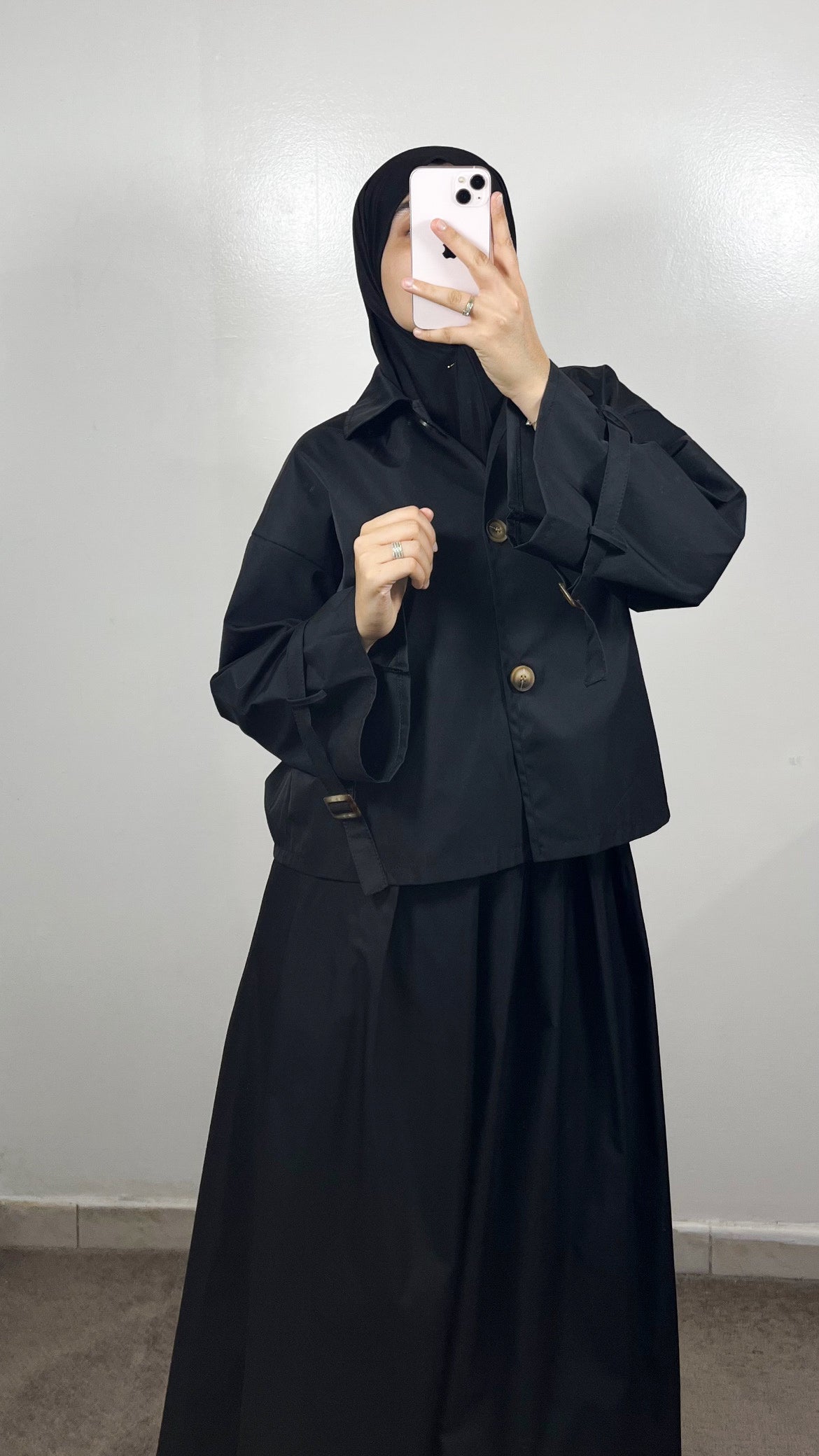 ENSEMBLE TRENCH VESTE + JUPE NOIR