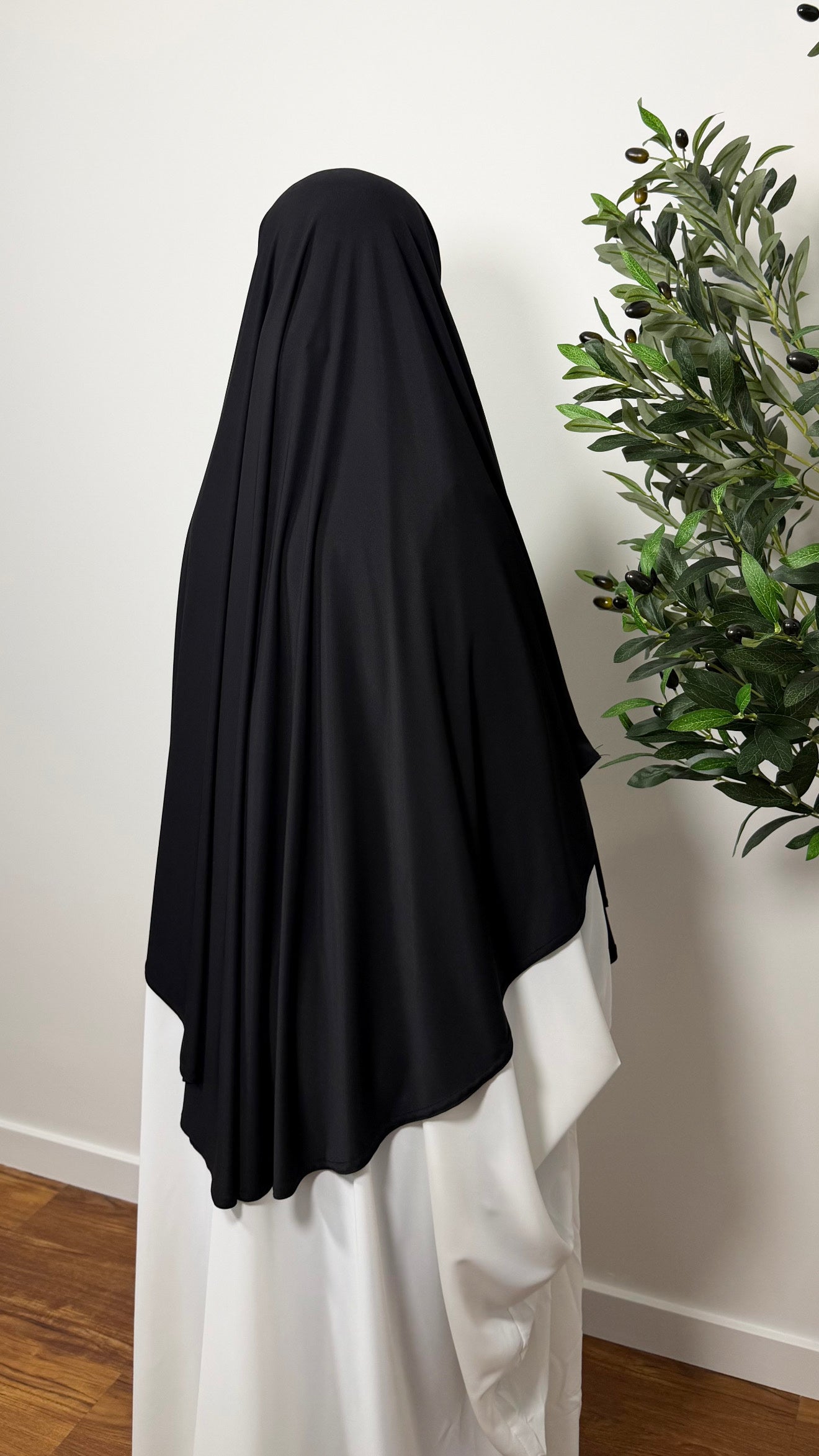 KHIMAR MI-LONG NOIR EN JERSEY PREMIUM