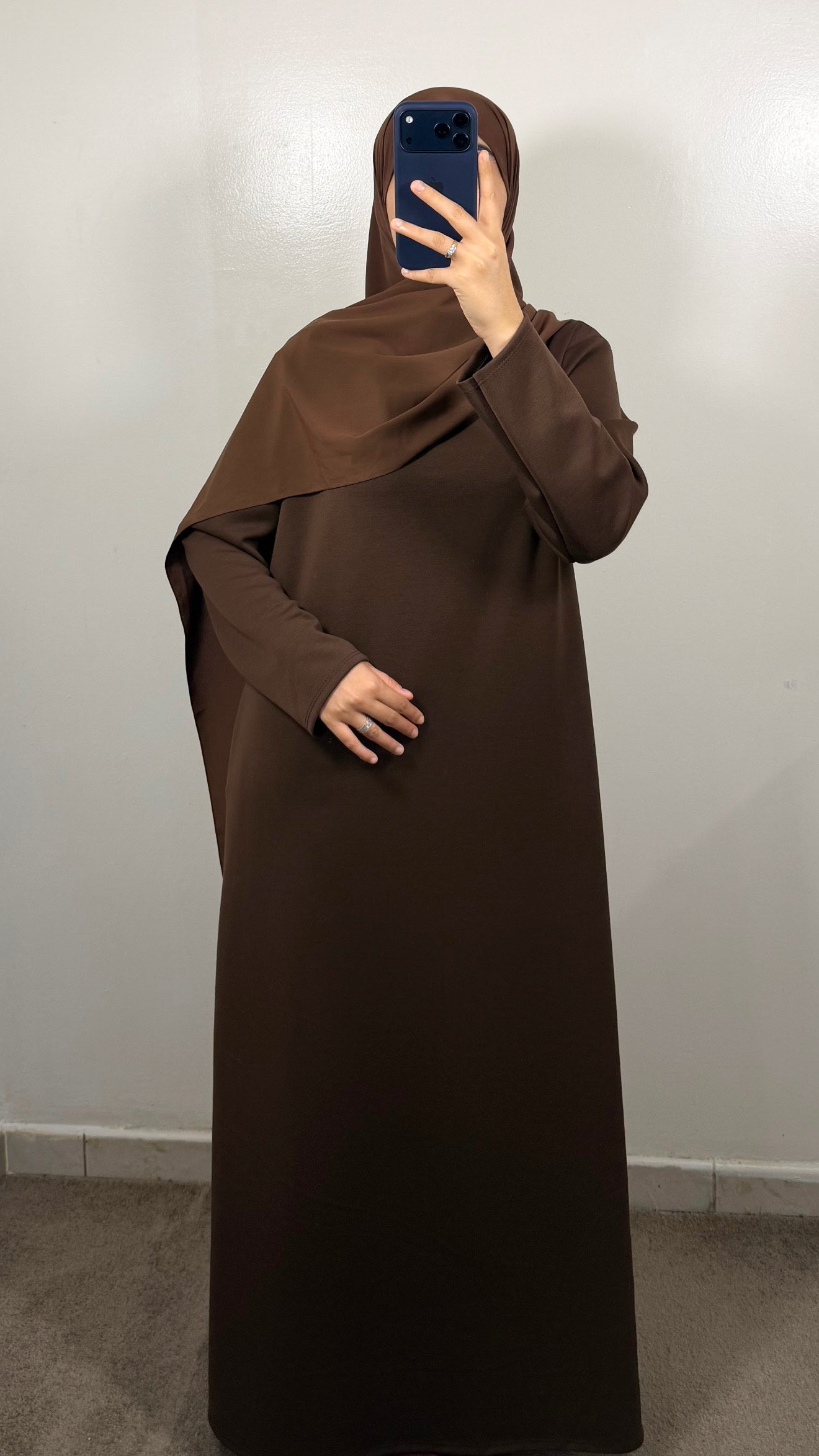 ROBE SWEAT COL MONTANT MARRON