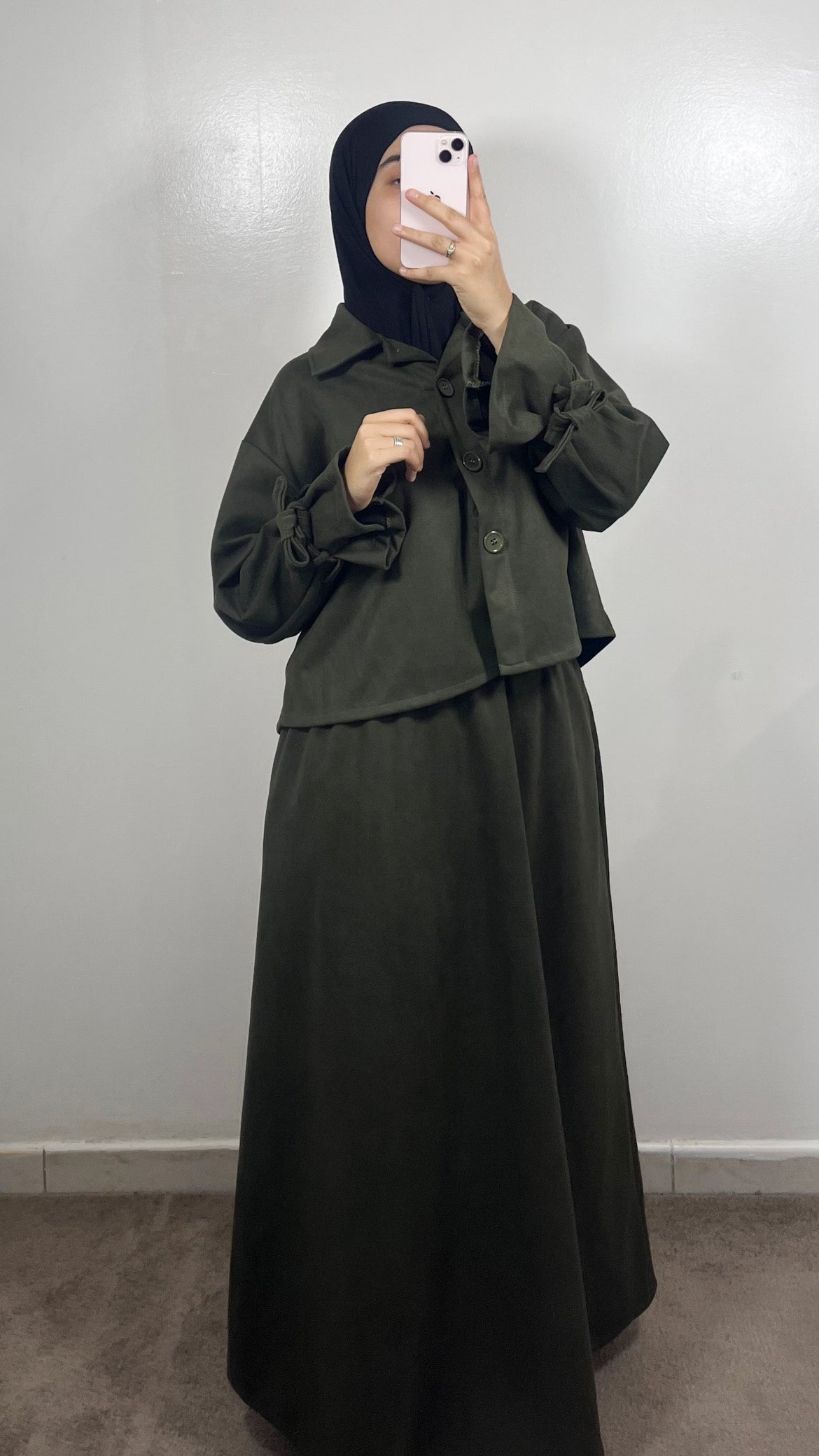 ENSEMBLE TRENCH 2.0 EN DAIM VERT KAKI
