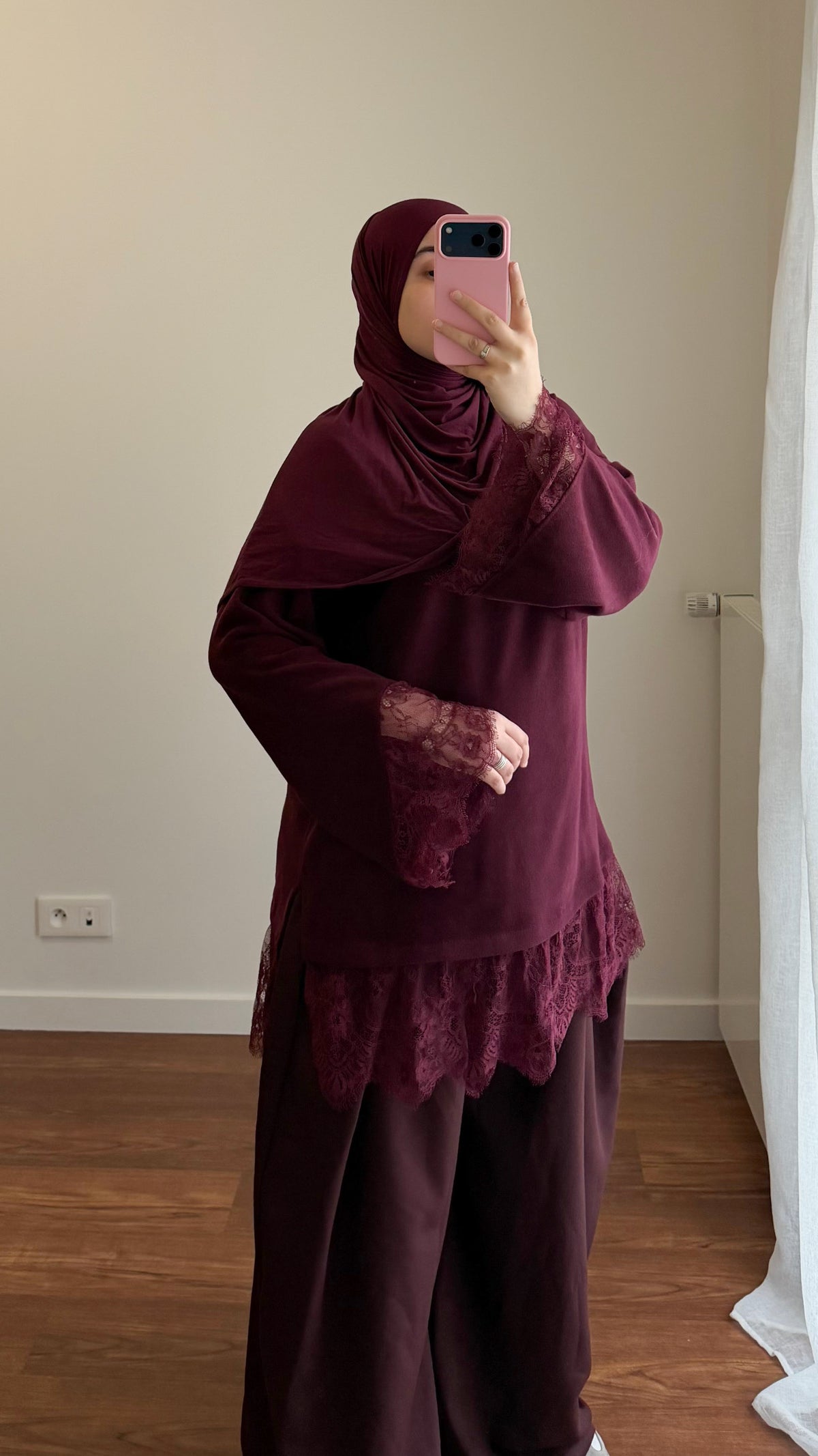 PULL DENTELLE BORDEAU