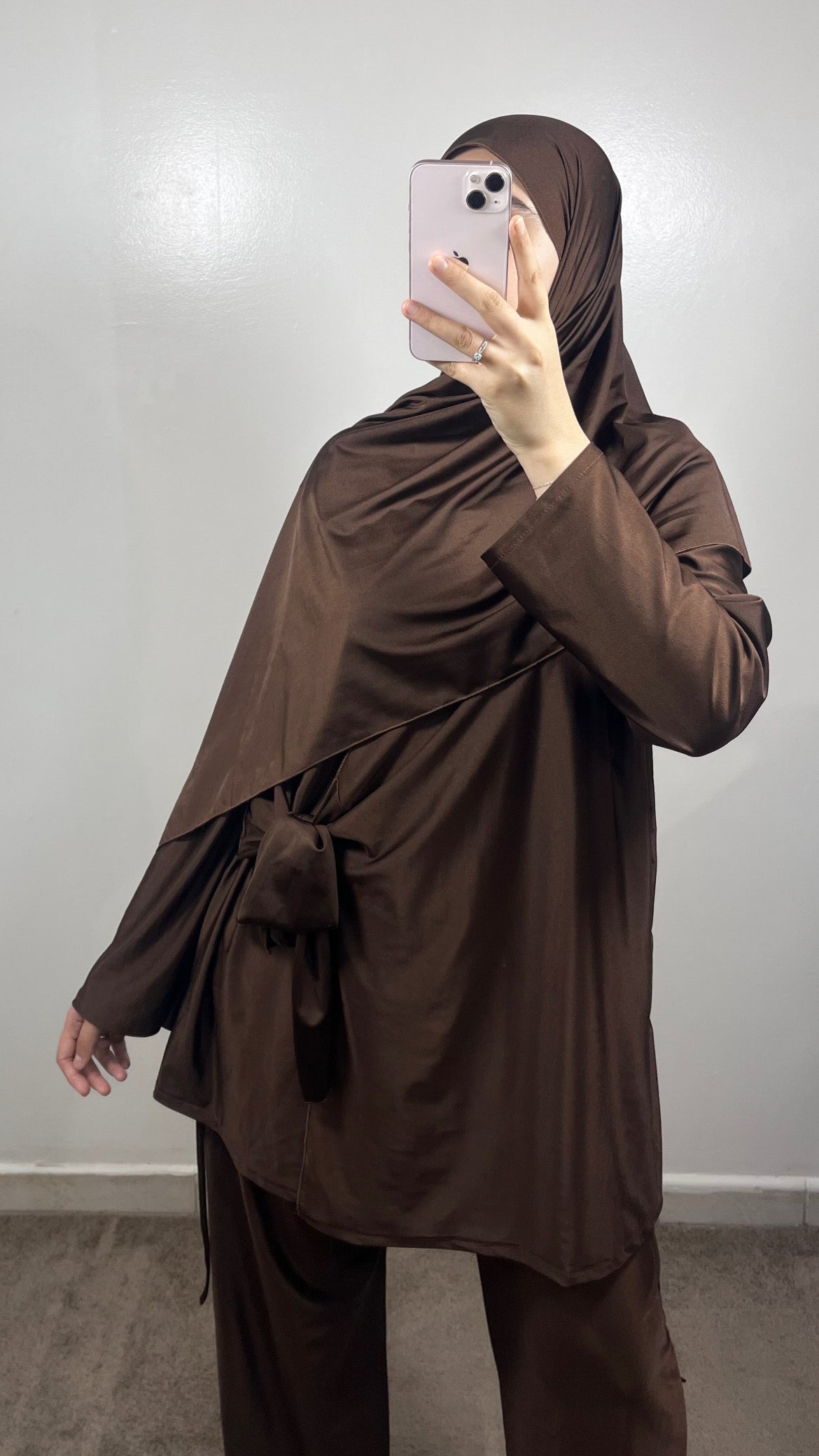 BURKINI 3 PIÈCES À NOUER MARRON