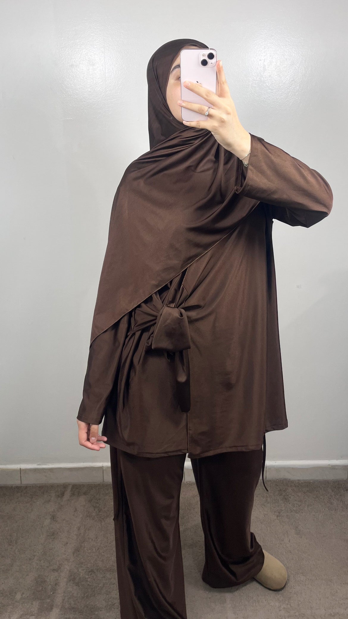 BURKINI 3 PIÈCES À NOUER MARRON