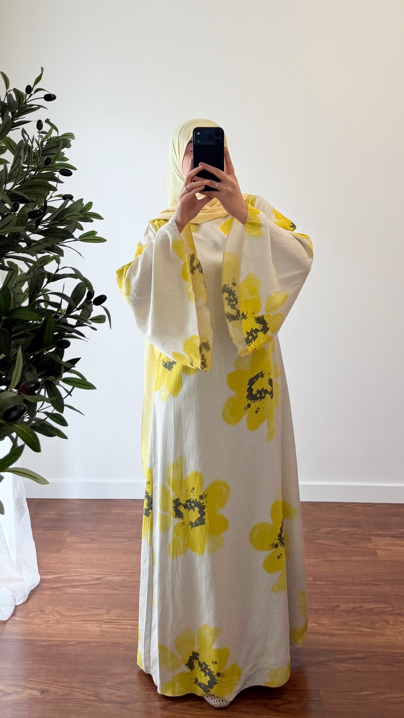 ROBE MOTIF FLEUR JAUNE/BLANC