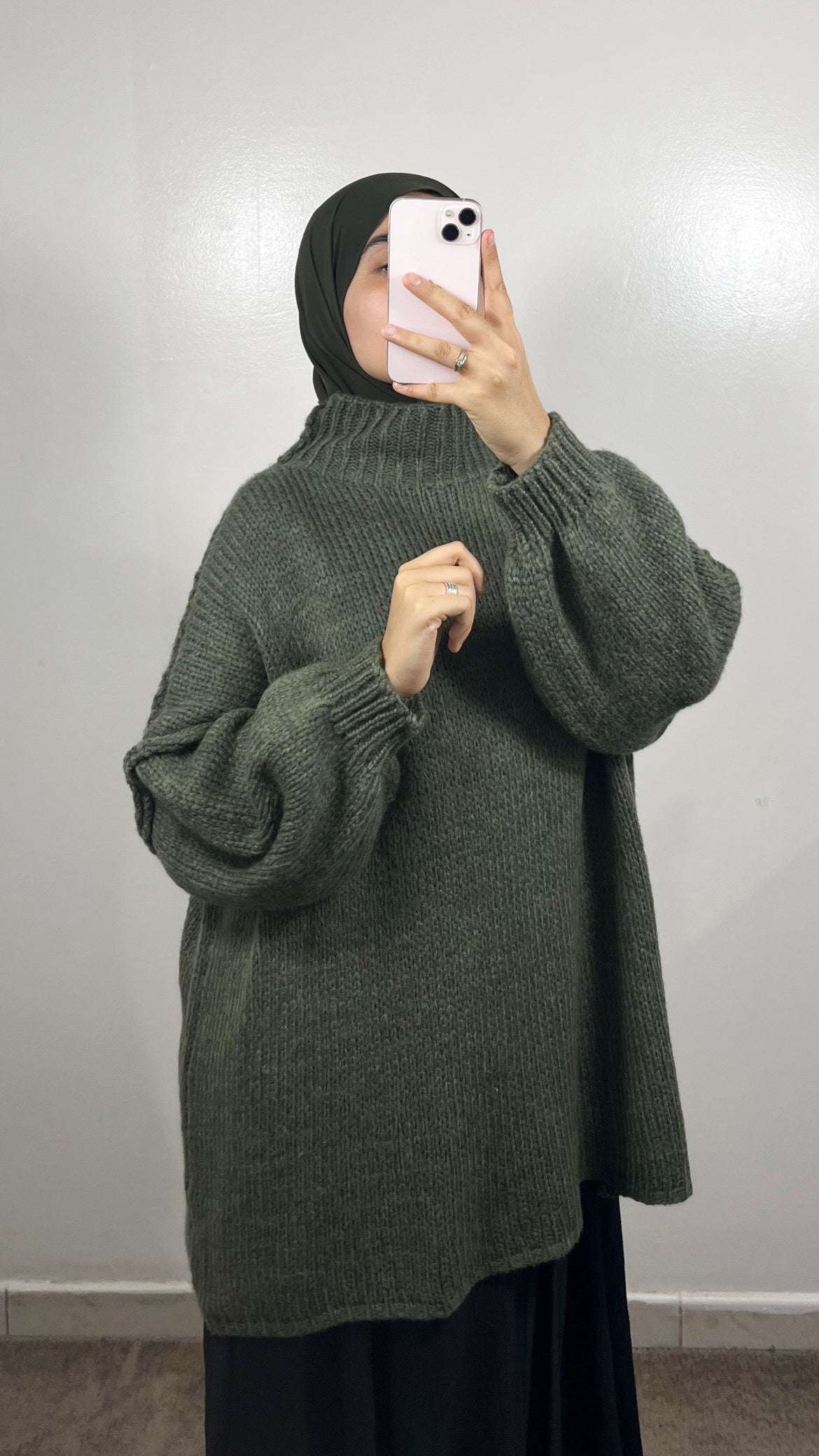 PULL EN LAINE VERT KAKI