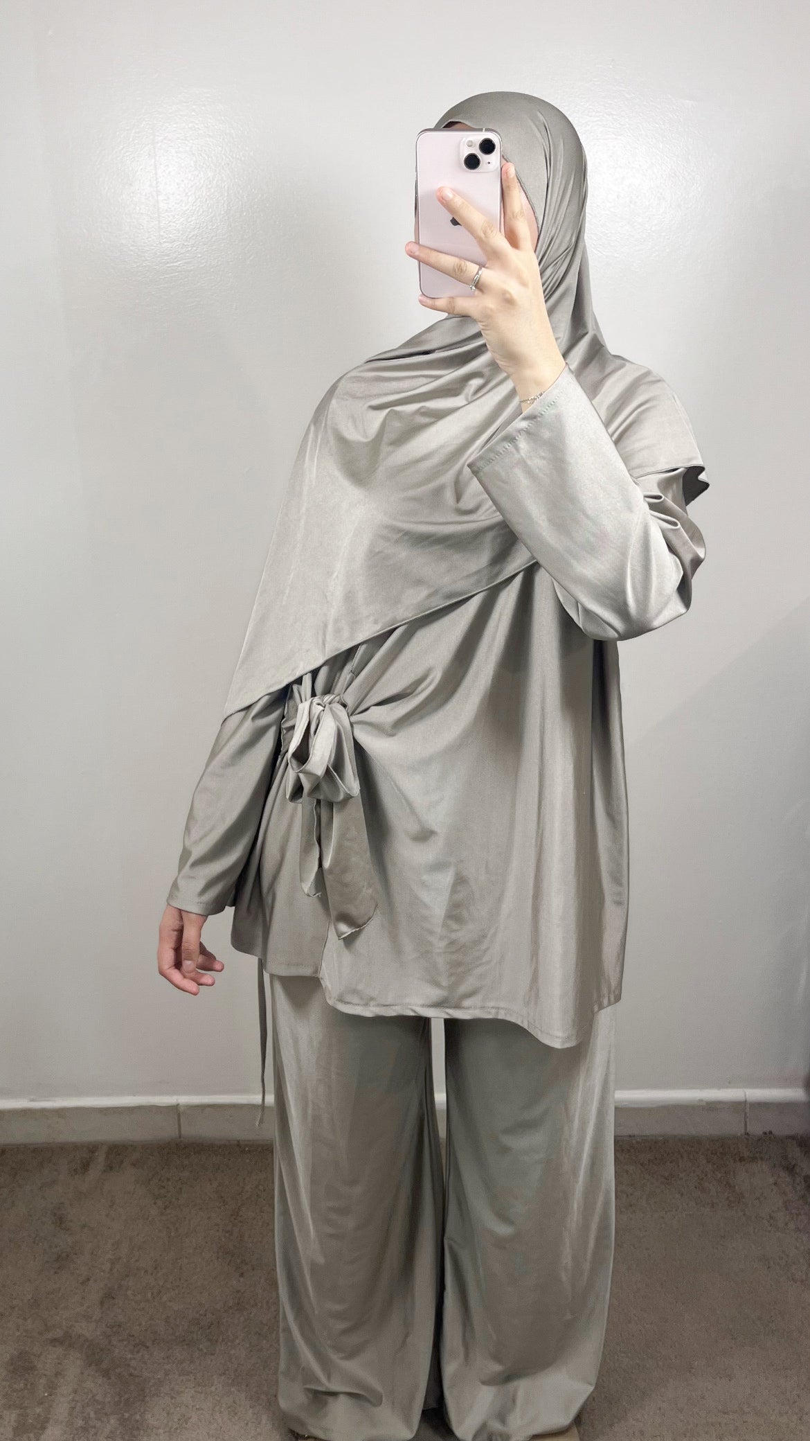 BURKINI 3 PIÈCES À NOUER TAUPE