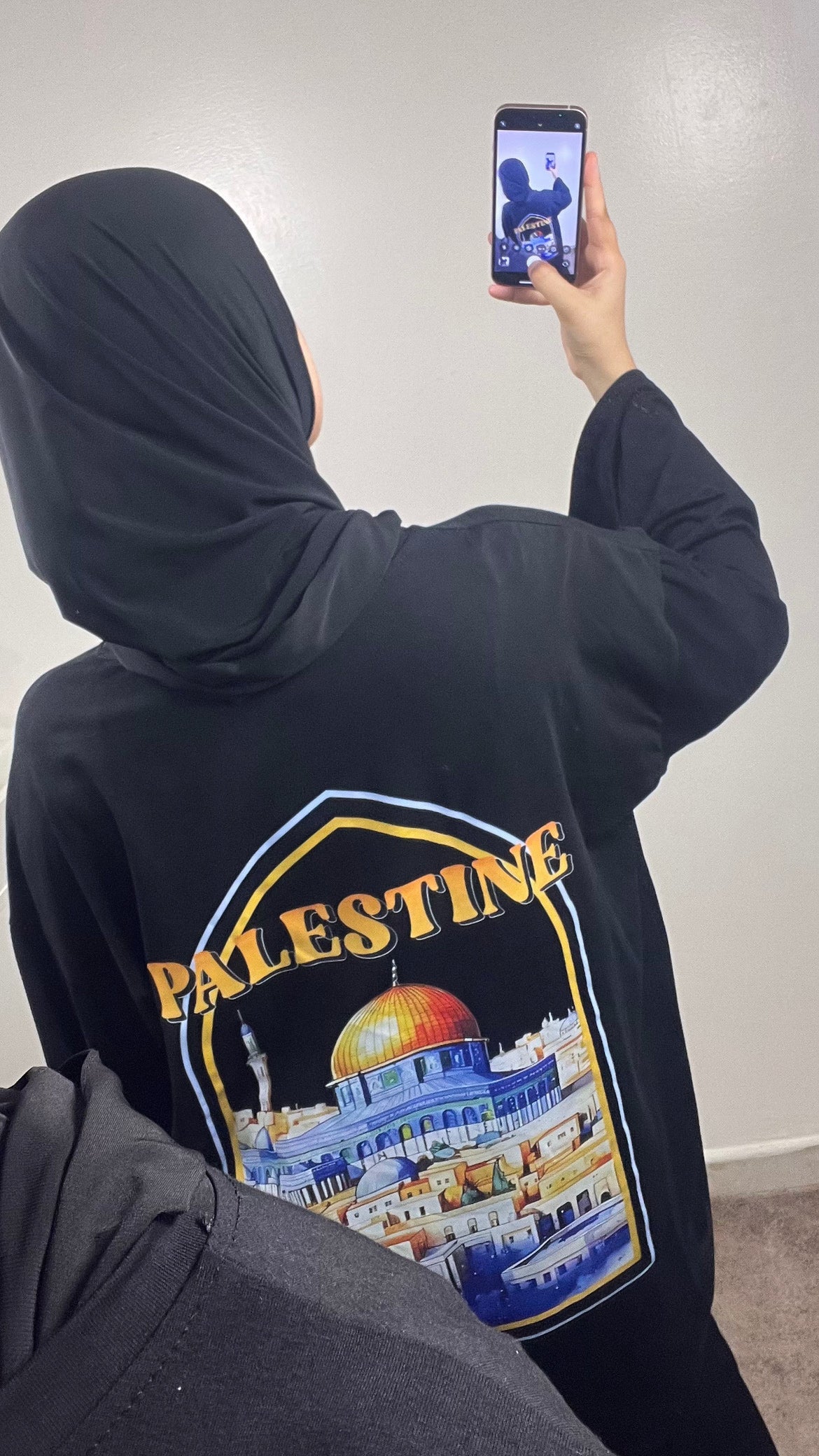 T-SHIRT MANCHE LONGUE PALESTINE NOIR